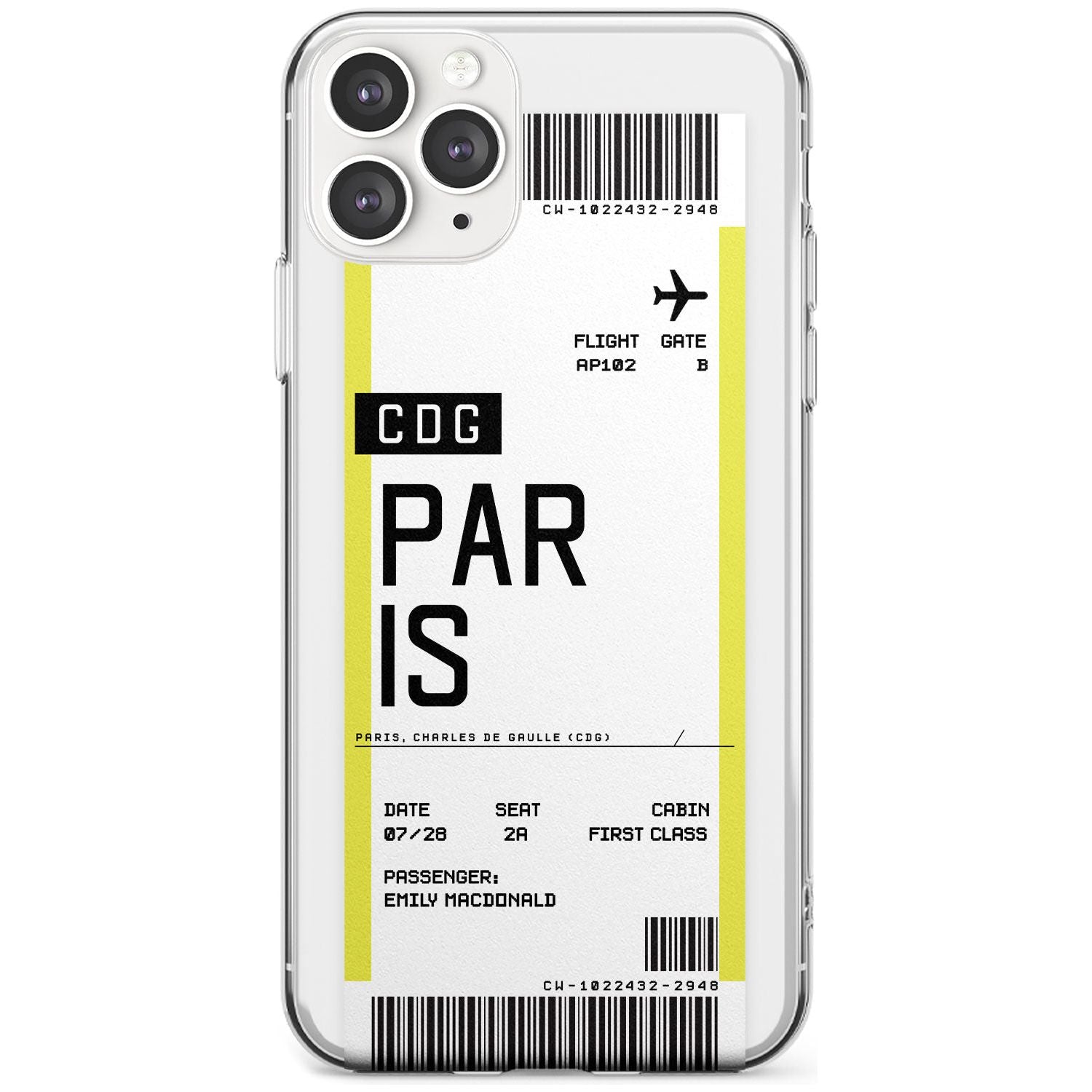 Paris Boarding Pass iPhone Case Slim Case Custom Phone Case - Case Warehouse
