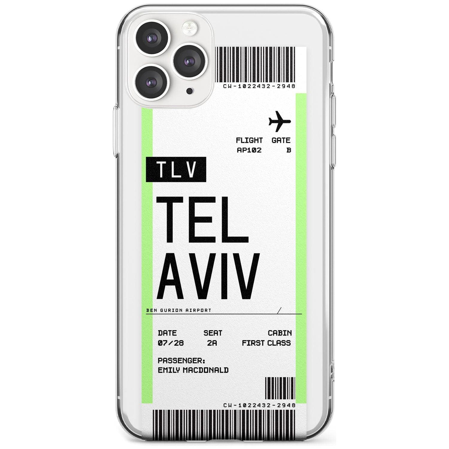 Tel Aviv Boarding Pass iPhone Case Slim Case Custom Phone Case - Case Warehouse