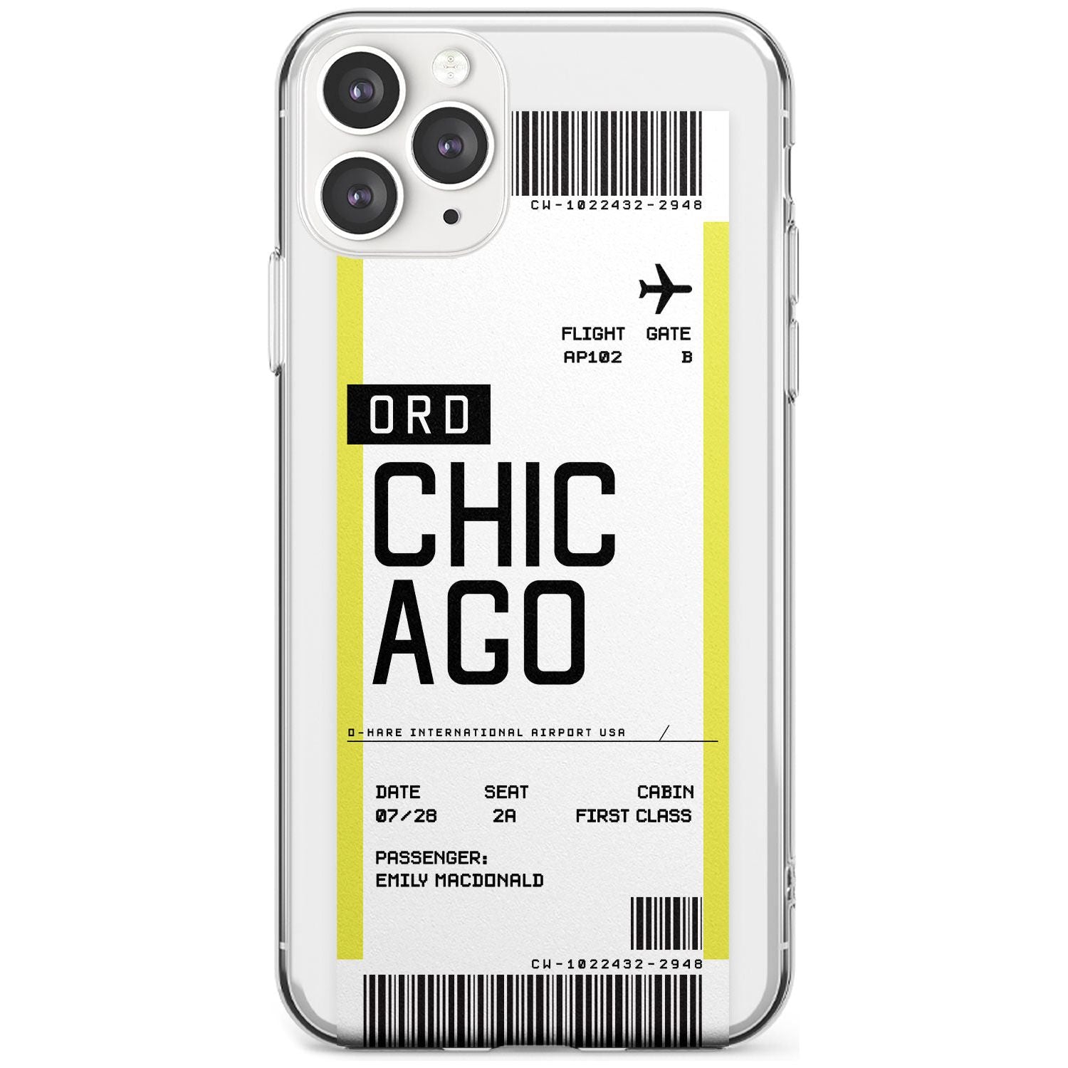 Chicago Boarding Pass iPhone Case Slim Case Custom Phone Case - Case Warehouse