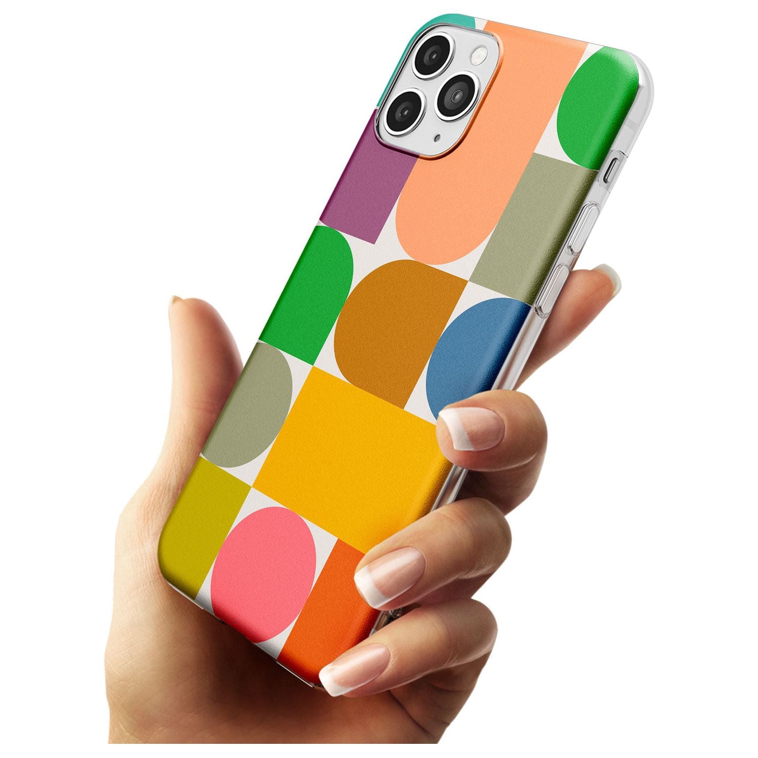 Abstract Retro Shapes: Rainbow Mix Black Impact Phone Case for iPhone 11 Pro Max