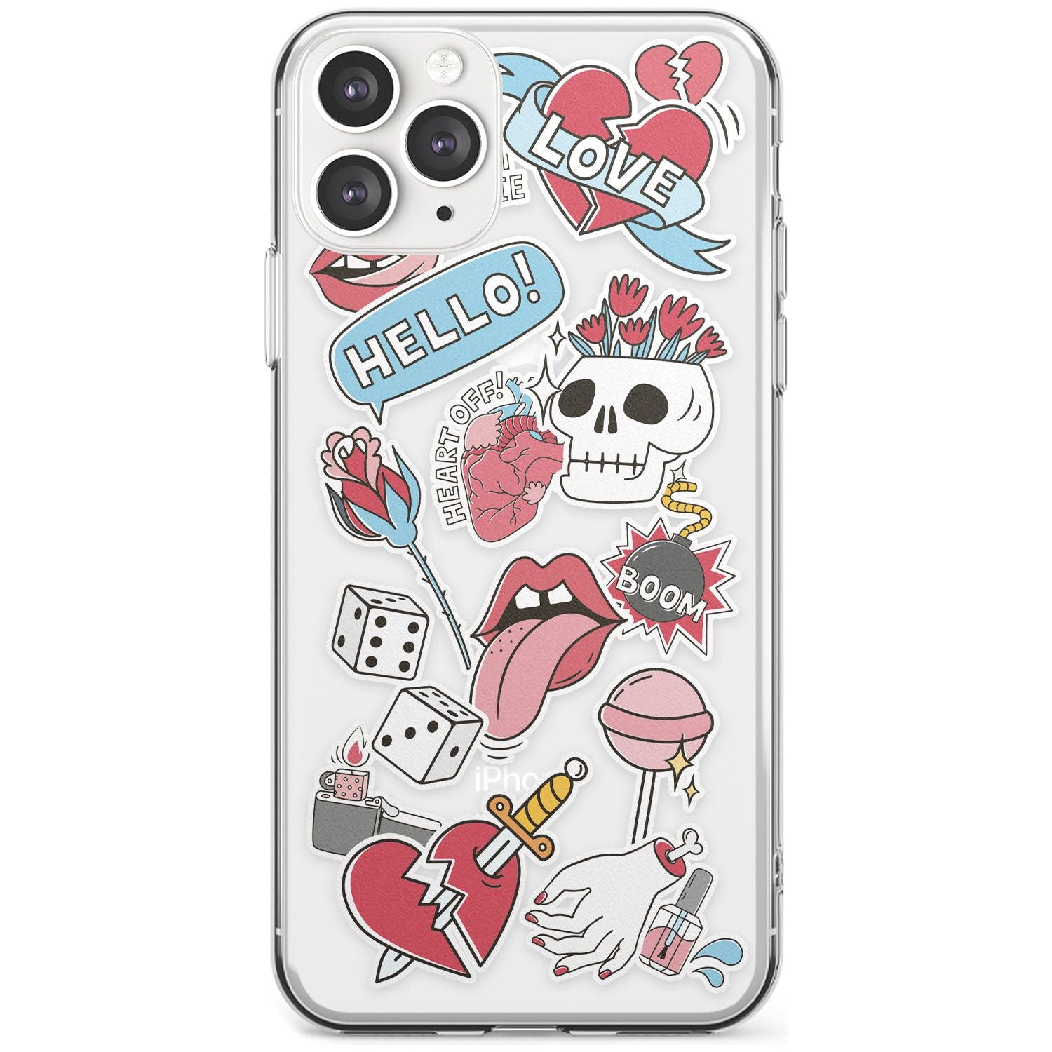 Skull & Flowers Sticker iPhone Case Slim Case Phone Case - Case Warehouse