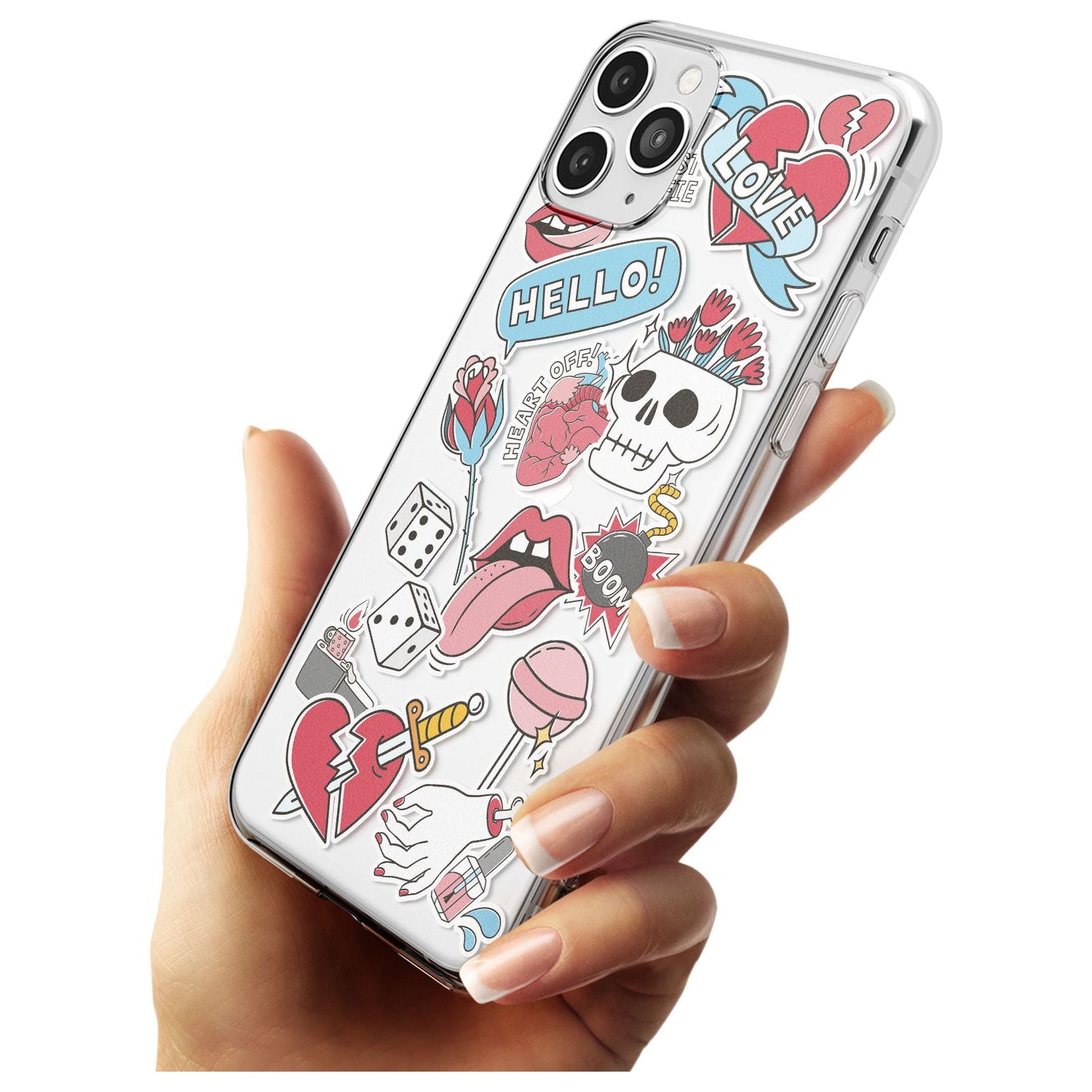 Skull & Flowers Sticker iPhone Case Phone Case - Case Warehouse