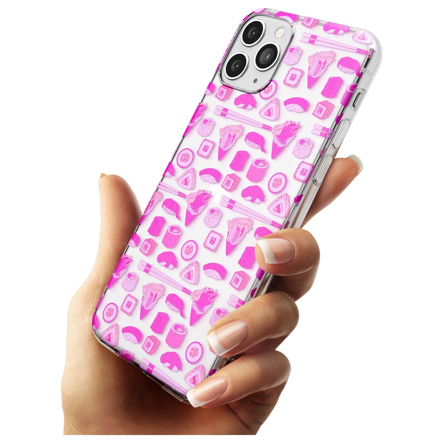 Bright Pink Sushi Pattern Slim TPU Phone Case for iPhone 11 Pro Max