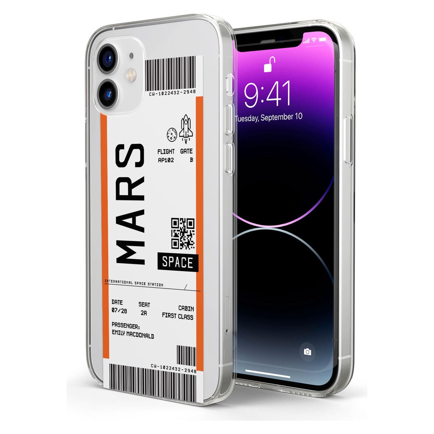 White Stars on Clear Impact Phone Case for iPhone 11, iphone 12