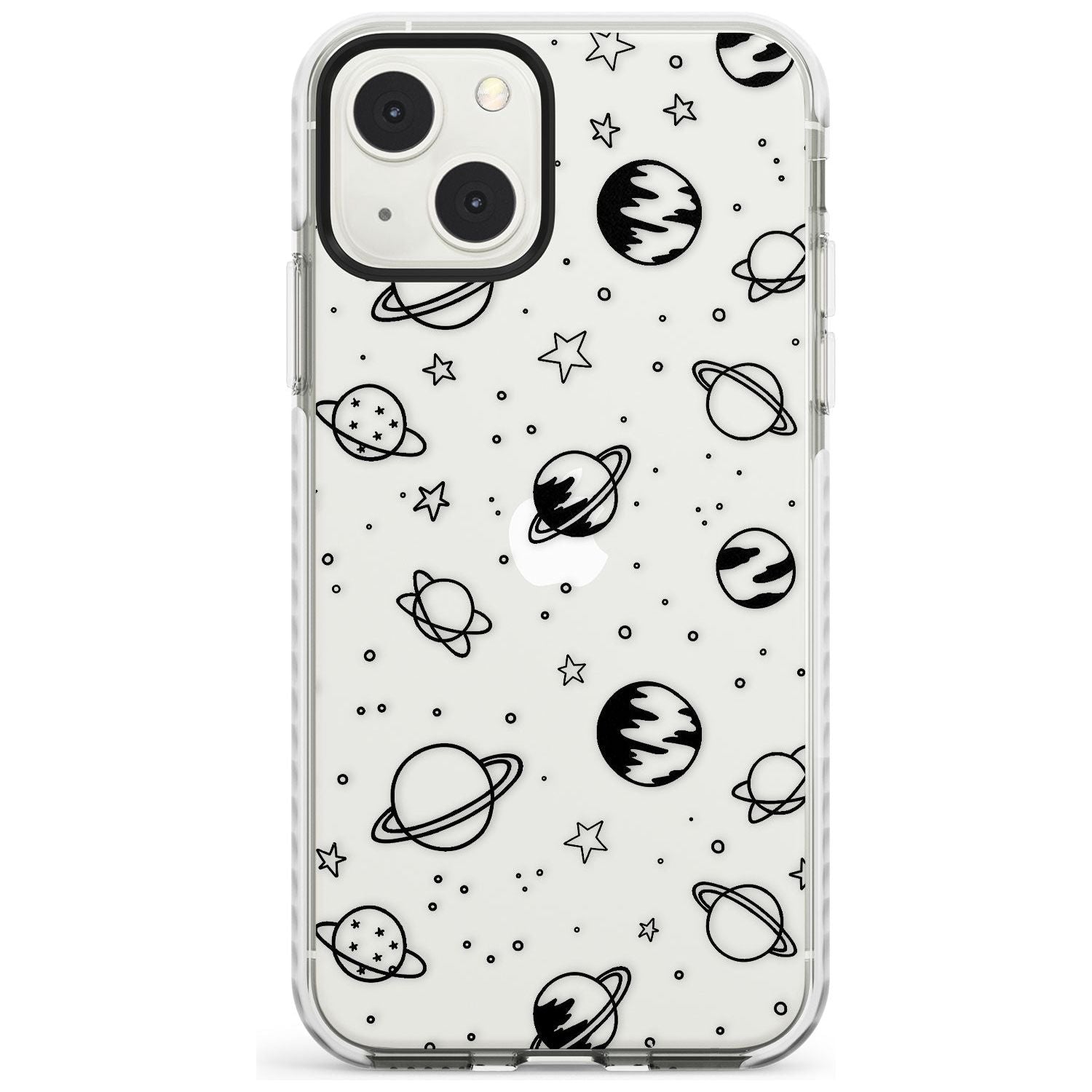 Cosmic Outer Space Design Black on Clear Phone Case iPhone 13 Mini / Impact Case Blanc Space