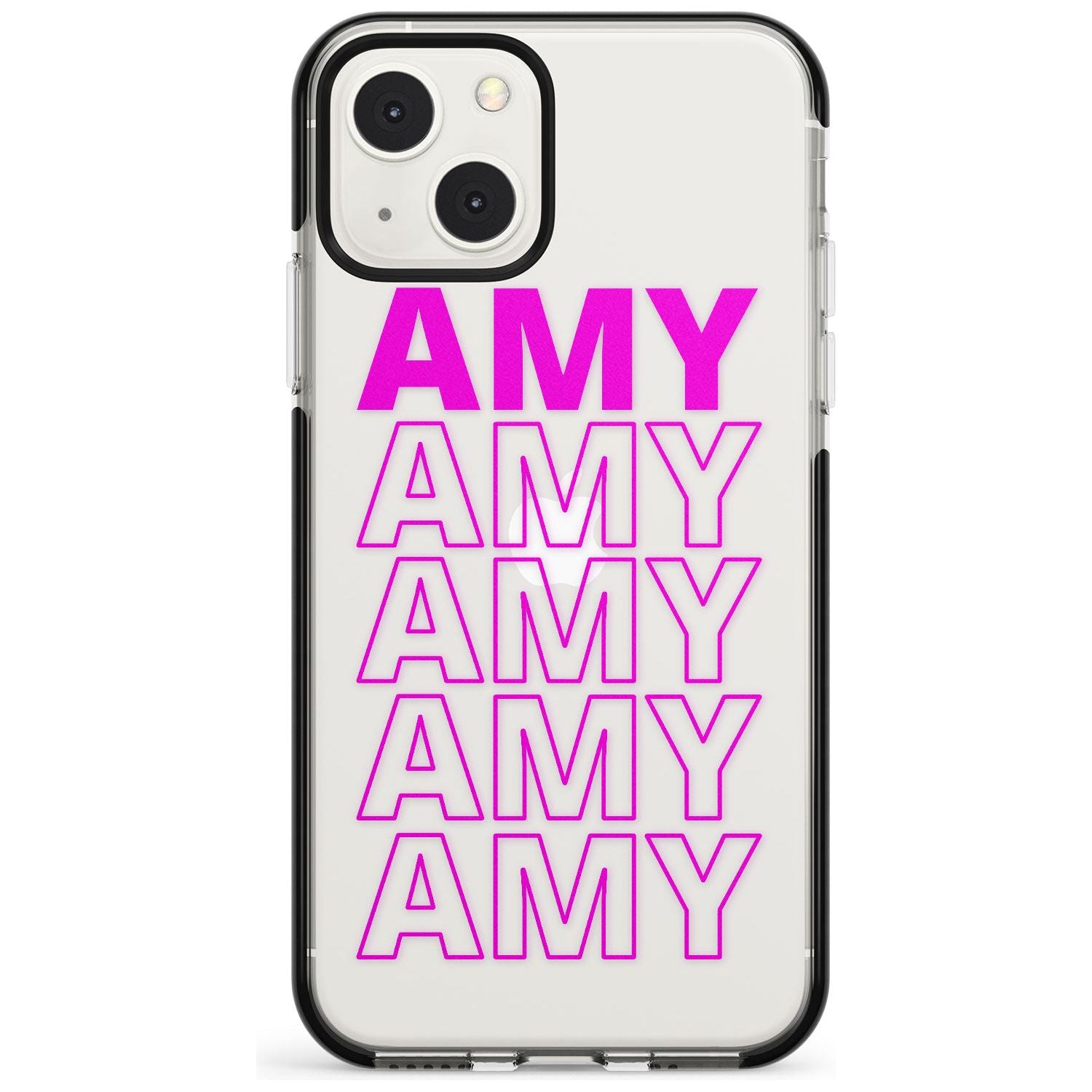Personalised Clear Text 5D Custom Phone Case iPhone 13 Mini / Black Impact Case Blanc Space