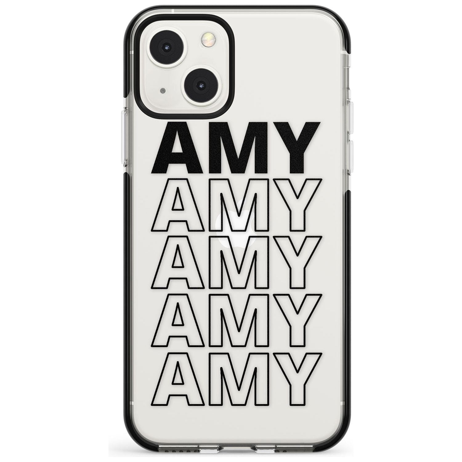 Personalised Clear Text 5E Custom Phone Case iPhone 13 Mini / Black Impact Case Blanc Space
