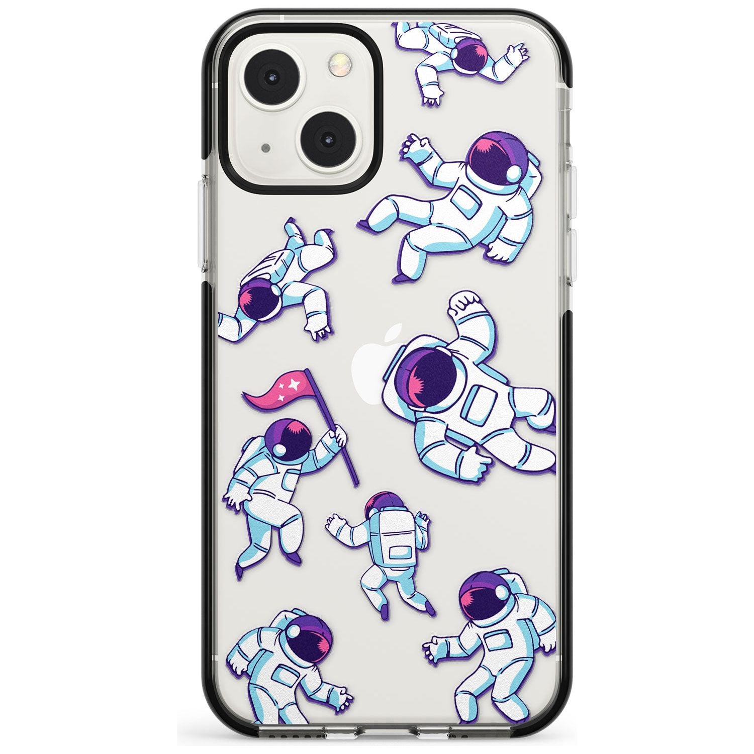 Astronaut Pattern Phone Case iPhone 13 Mini / Black Impact Case Blanc Space