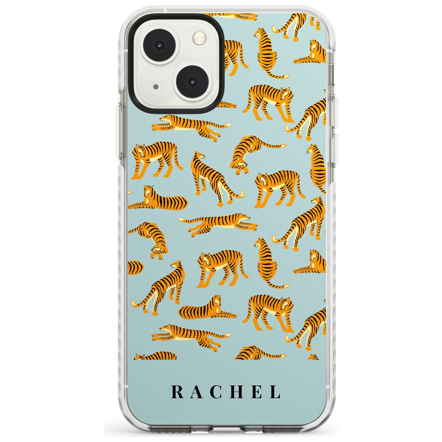 Personalised Tiger Pattern: Turquoise Blue Custom Phone Case iPhone 13 Mini / Impact Case Blanc Space