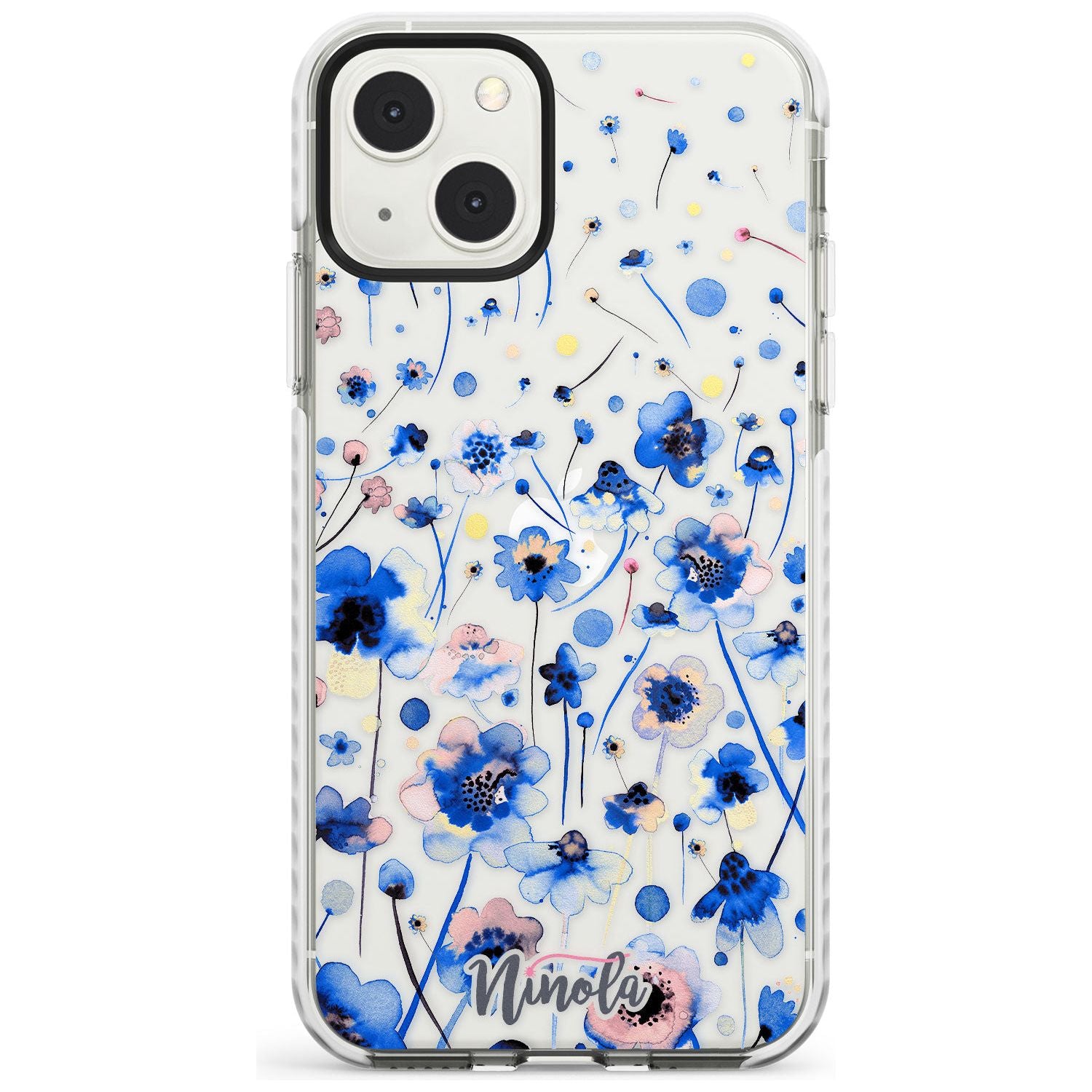 Ink Flowers Blue Phone Case iPhone 13 Mini / Impact Case Blanc Space