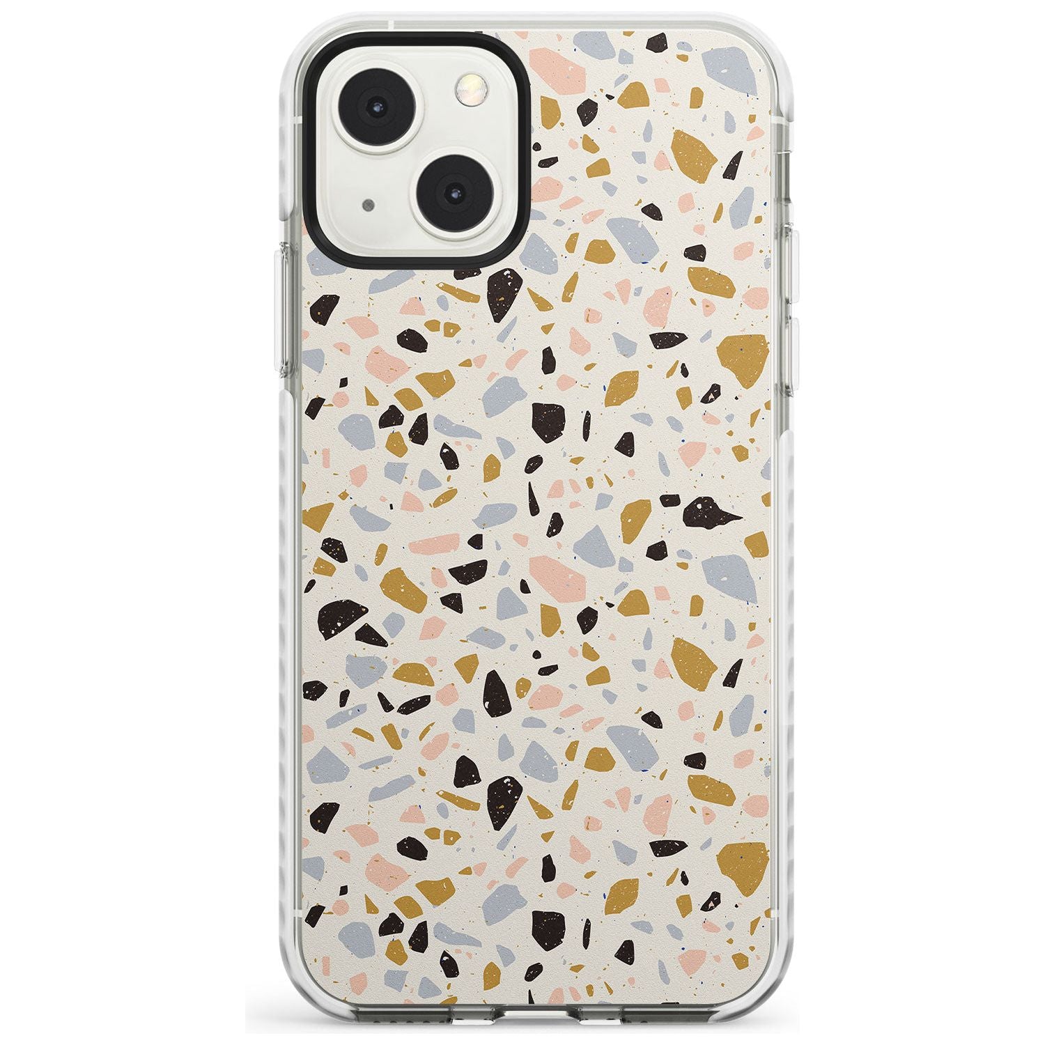 Pale Pink, Blue, & Mocha Terrazzo Pattern Phone Case iPhone 13 Mini / Impact Case Blanc Space
