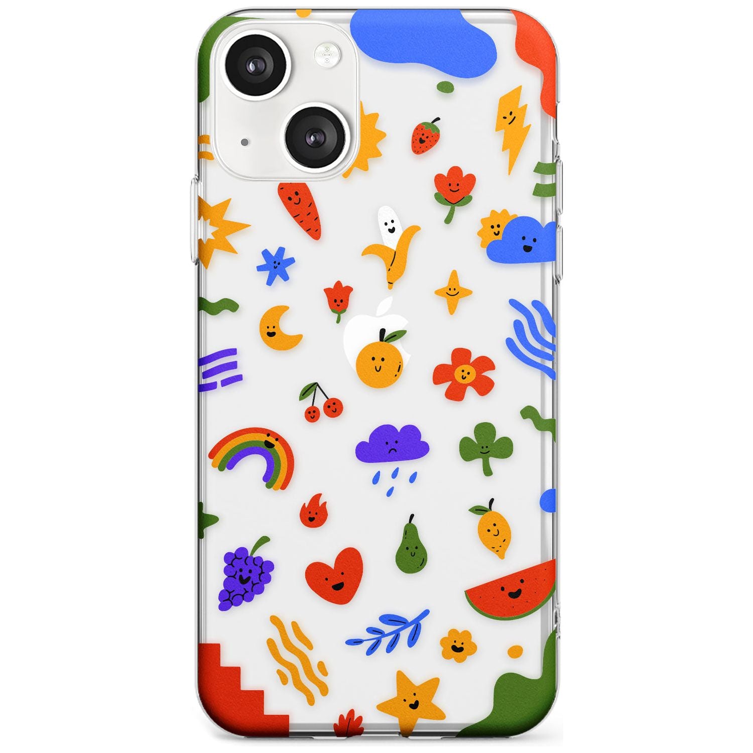 Mixed Cute Icon Pattern - Clear Phone Case iPhone 13 / Clear Case,iPhone 13 Mini / Clear Case,iPhone 14 / Clear Case,iPhone 14 Plus / Clear Case Blanc Space