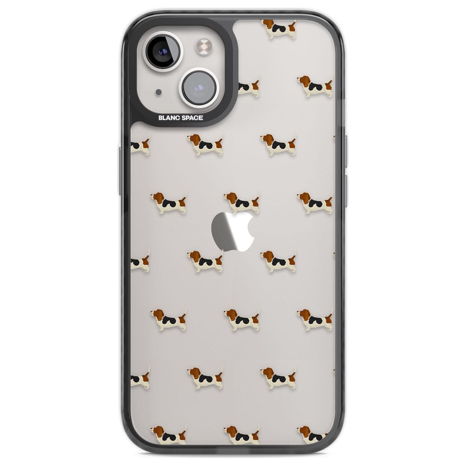 Basset Hound Dog Pattern Clear Phone Case iPhone 12 / Black Impact Case,iPhone 13 / Black Impact Case,iPhone 12 Pro / Black Impact Case,iPhone 14 / Black Impact Case,iPhone 15 Plus / Black Impact Case,iPhone 15 / Black Impact Case Blanc Space