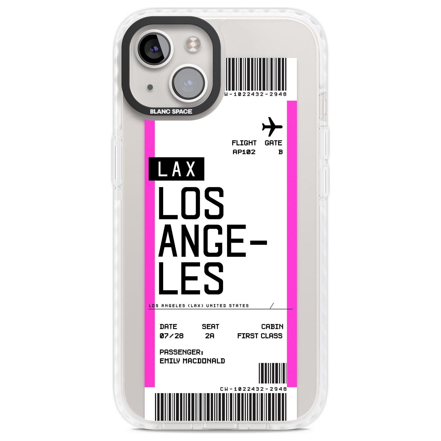 Personalised Los Angeles Boarding Pass Custom Phone Case iPhone 13 / Impact Case,iPhone 14 / Impact Case,iPhone 15 Plus / Impact Case,iPhone 15 / Impact Case Blanc Space