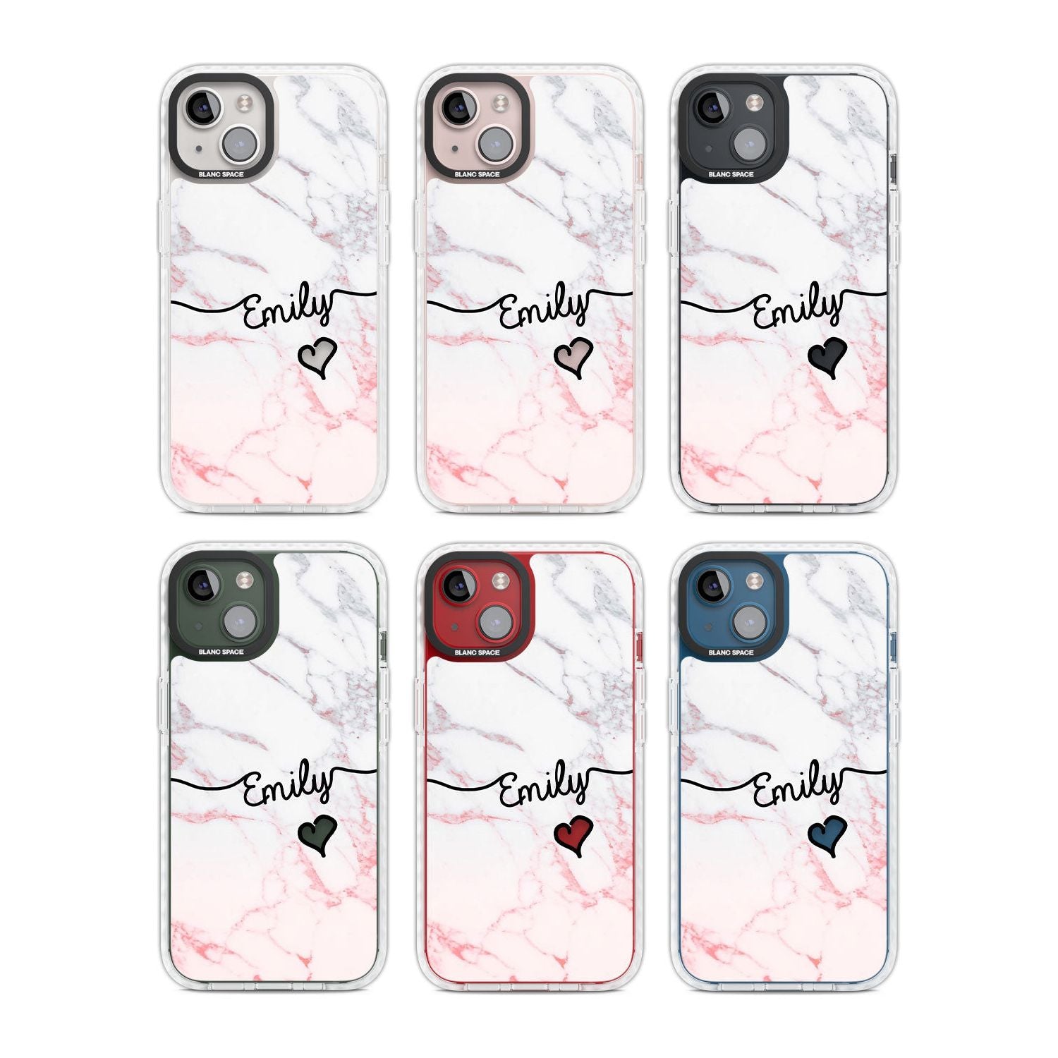 Personalised Pink Fade Marble Heart
