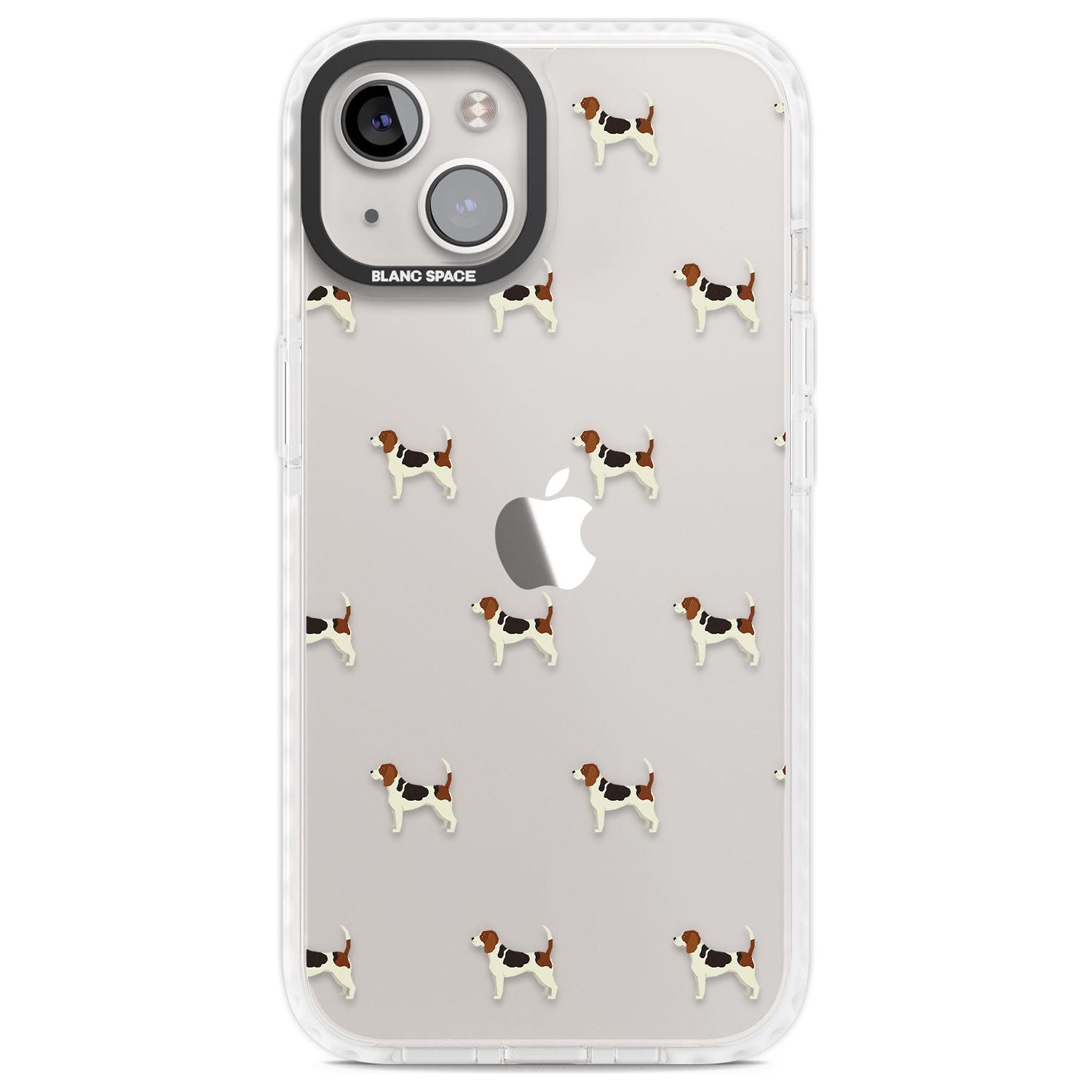 Beagle Dog Pattern Clear Phone Case iPhone 13 / Impact Case,iPhone 14 / Impact Case,iPhone 15 Plus / Impact Case,iPhone 15 / Impact Case Blanc Space