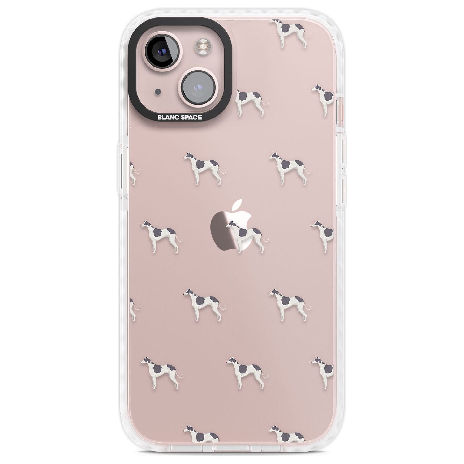 Greyhound Dog Pattern Clear Phone Case iPhone 13 / Impact Case,iPhone 14 / Impact Case,iPhone 15 Plus / Impact Case,iPhone 15 / Impact Case Blanc Space