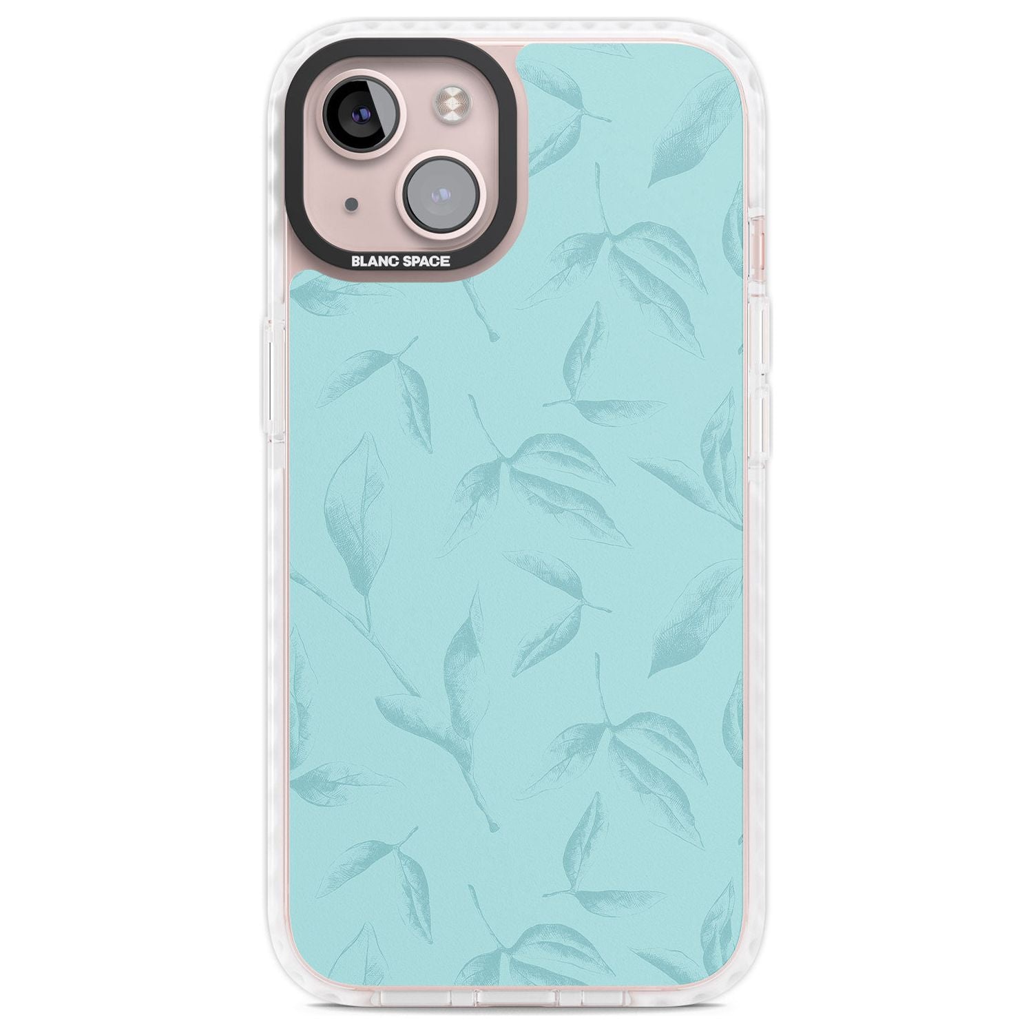 Blue Leaves Vintage Botanical Phone Case iPhone 13 / Impact Case,iPhone 14 / Impact Case,iPhone 15 Plus / Impact Case,iPhone 15 / Impact Case Blanc Space