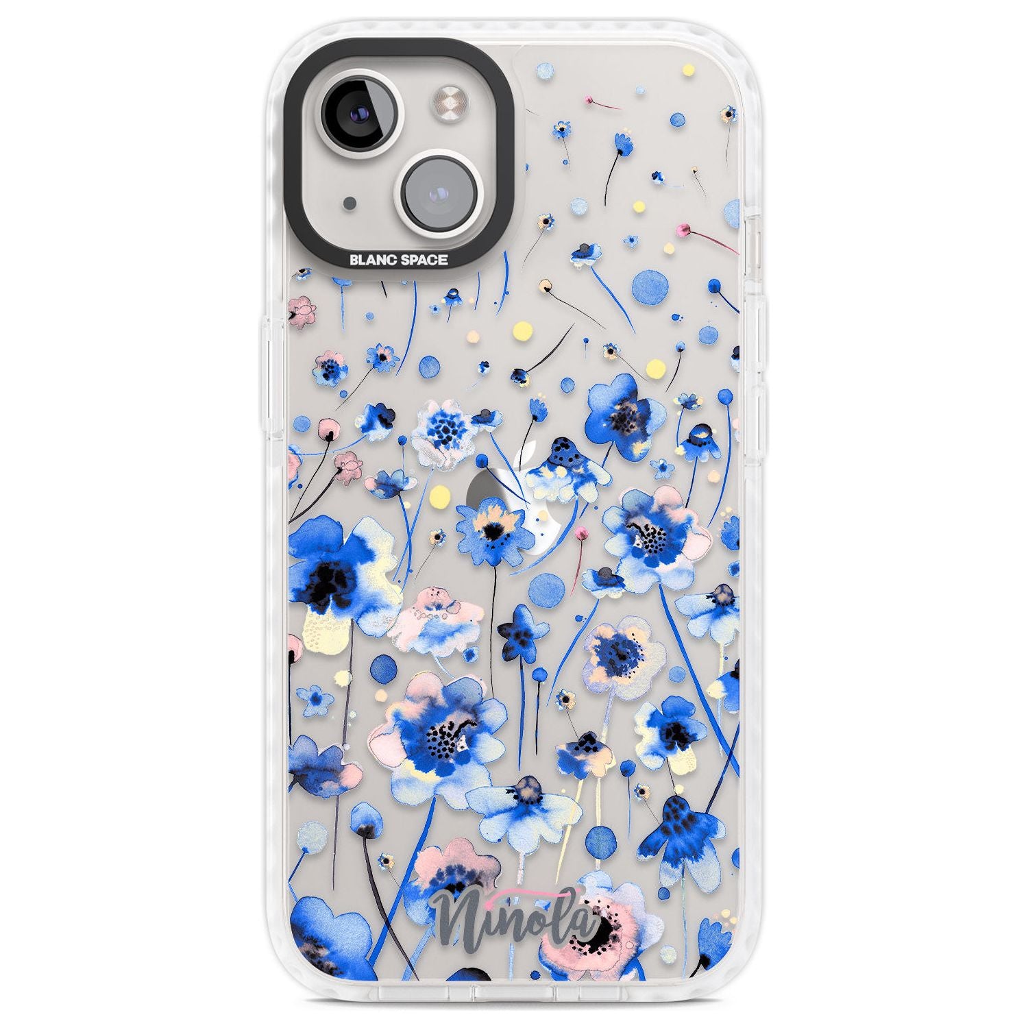 Ink Flowers Blue Phone Case iPhone 13 / Impact Case,iPhone 14 / Impact Case,iPhone 15 Plus / Impact Case,iPhone 15 / Impact Case Blanc Space