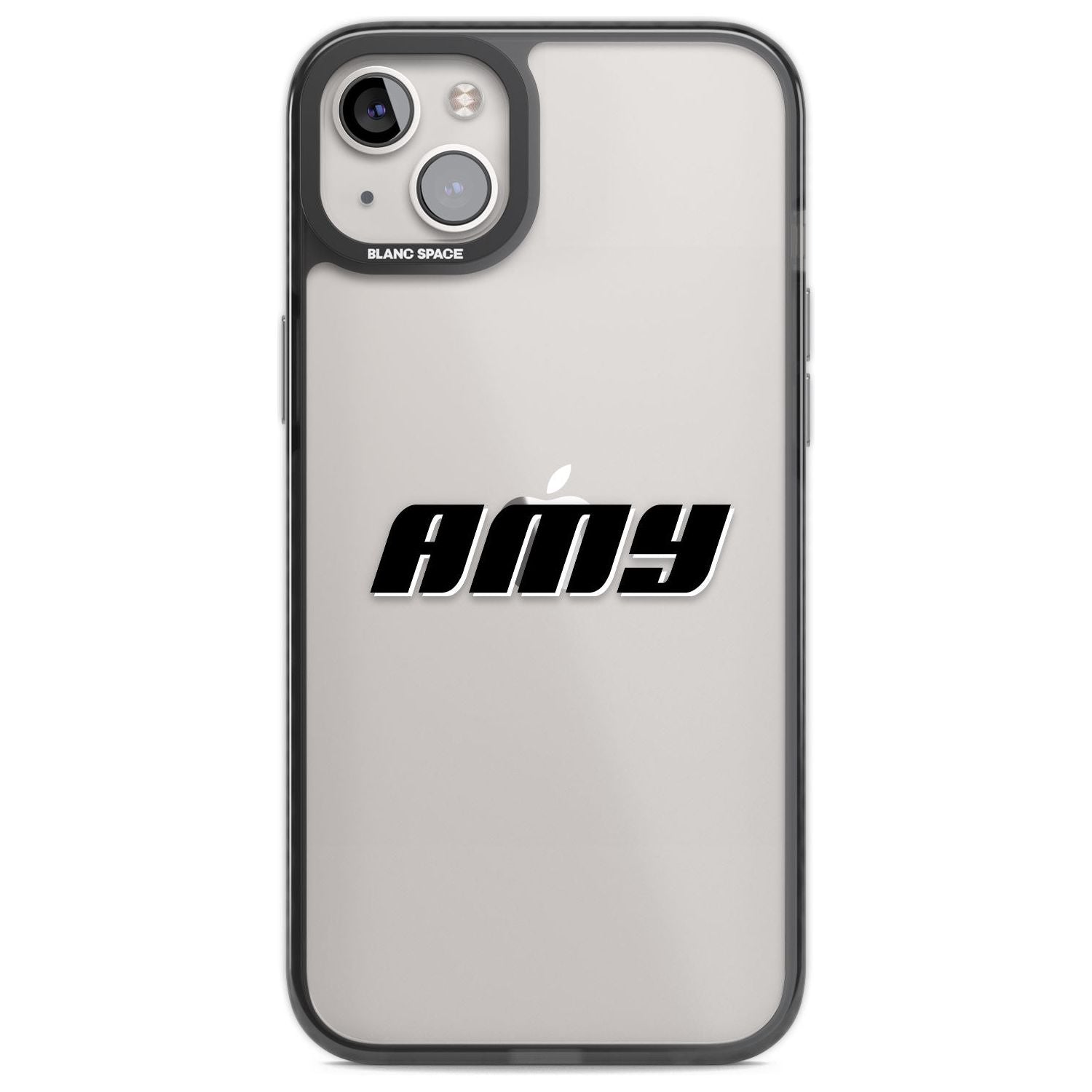 Personalised Clear Text 1C Custom Phone Case iPhone 14 Plus / Black Impact Case Blanc Space