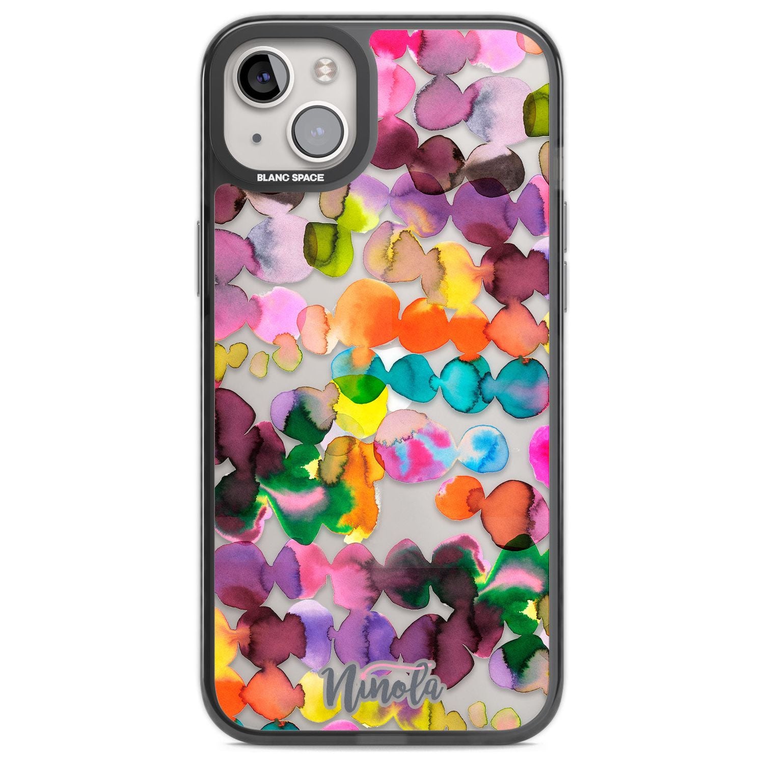 Ink Bleeding Dots Phone Case iPhone 14 Plus / Black Impact Case Blanc Space
