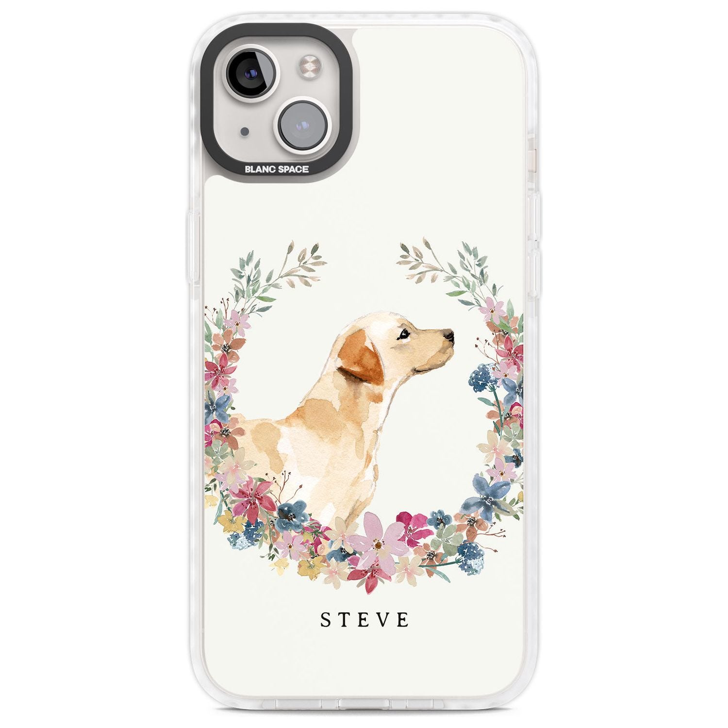 Personalised Yellow Labrador - Watercolour Dog Portrait Custom Phone Case iPhone 14 Plus / Impact Case Blanc Space