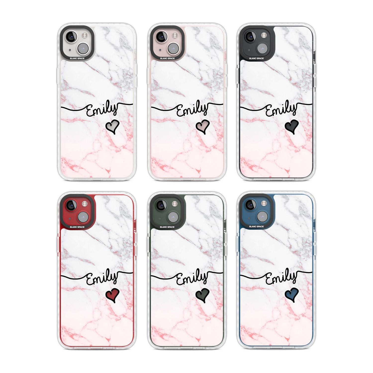 Personalised Pink Fade Marble Heart