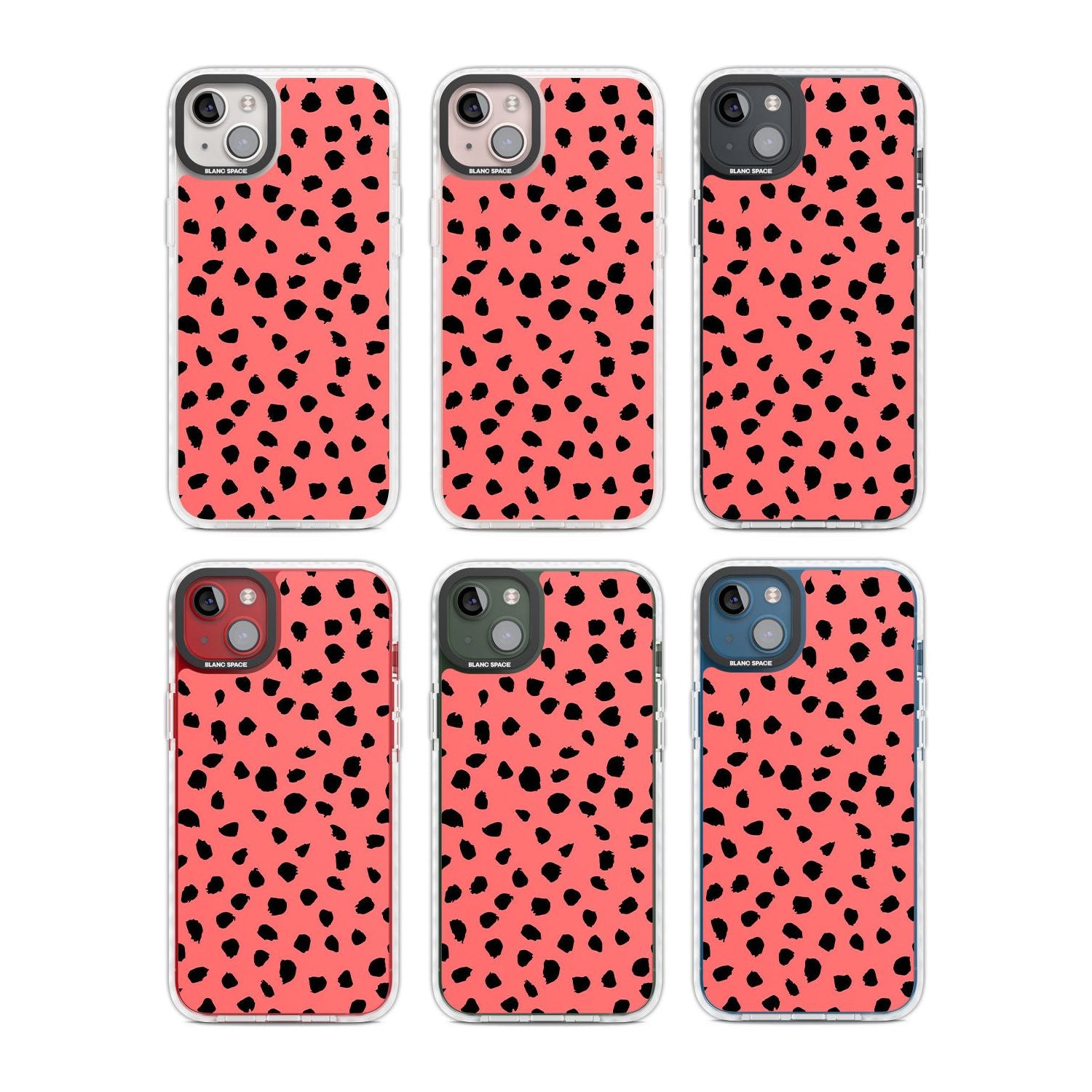 Black on Salmon Pink Dalmatian Polka Dot Spots Phone Case iPhone 15 Pro Max / Black Impact Case,iPhone 15 Plus / Black Impact Case,iPhone 15 Pro / Black Impact Case,iPhone 15 / Black Impact Case,iPhone 15 Pro Max / Impact Case,iPhone 15 Plus / Impact Case,iPhone 15 Pro / Impact Case,iPhone 15 / Impact Case,iPhone 15 Pro Max / Magsafe Black Impact Case,iPhone 15 Plus / Magsafe Black Impact Case,iPhone 15 Pro / Magsafe Black Impact Case,iPhone 15 / Magsafe Black Impact Case,iPhone 14 Pro Max / Black Impact Ca