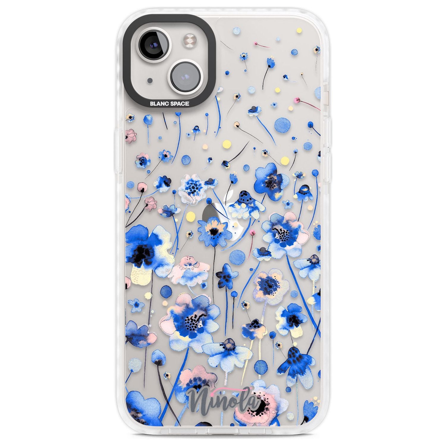 Ink Flowers Blue Phone Case iPhone 14 Plus / Impact Case Blanc Space