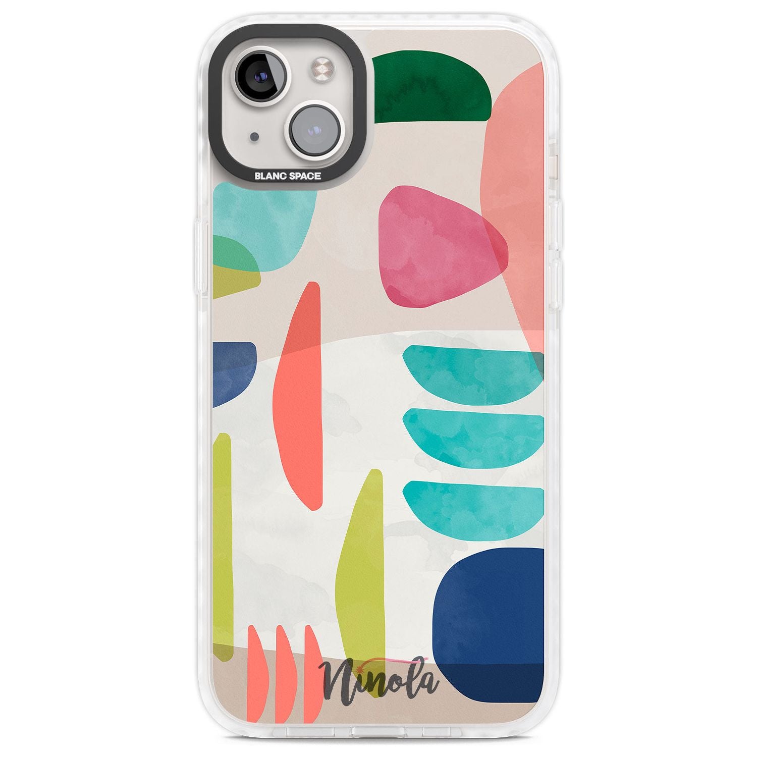 Organic Bold Shapes Phone Case iPhone 14 Plus / Impact Case Blanc Space