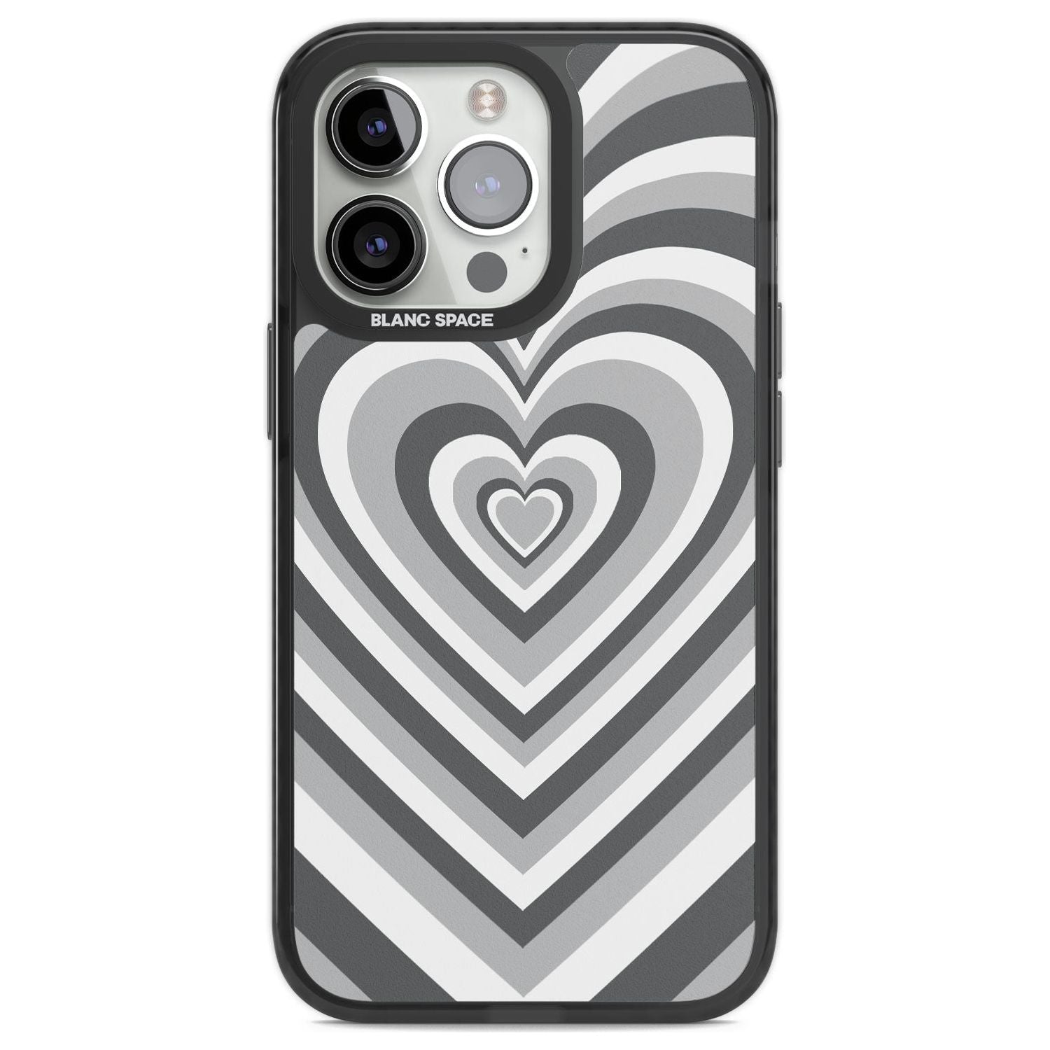 Monochrome Heart Illusion Phone Case iPhone 13 Pro / Black Impact Case,iPhone 14 Pro / Black Impact Case,iPhone 15 Pro Max / Black Impact Case,iPhone 15 Pro / Black Impact Case Blanc Space