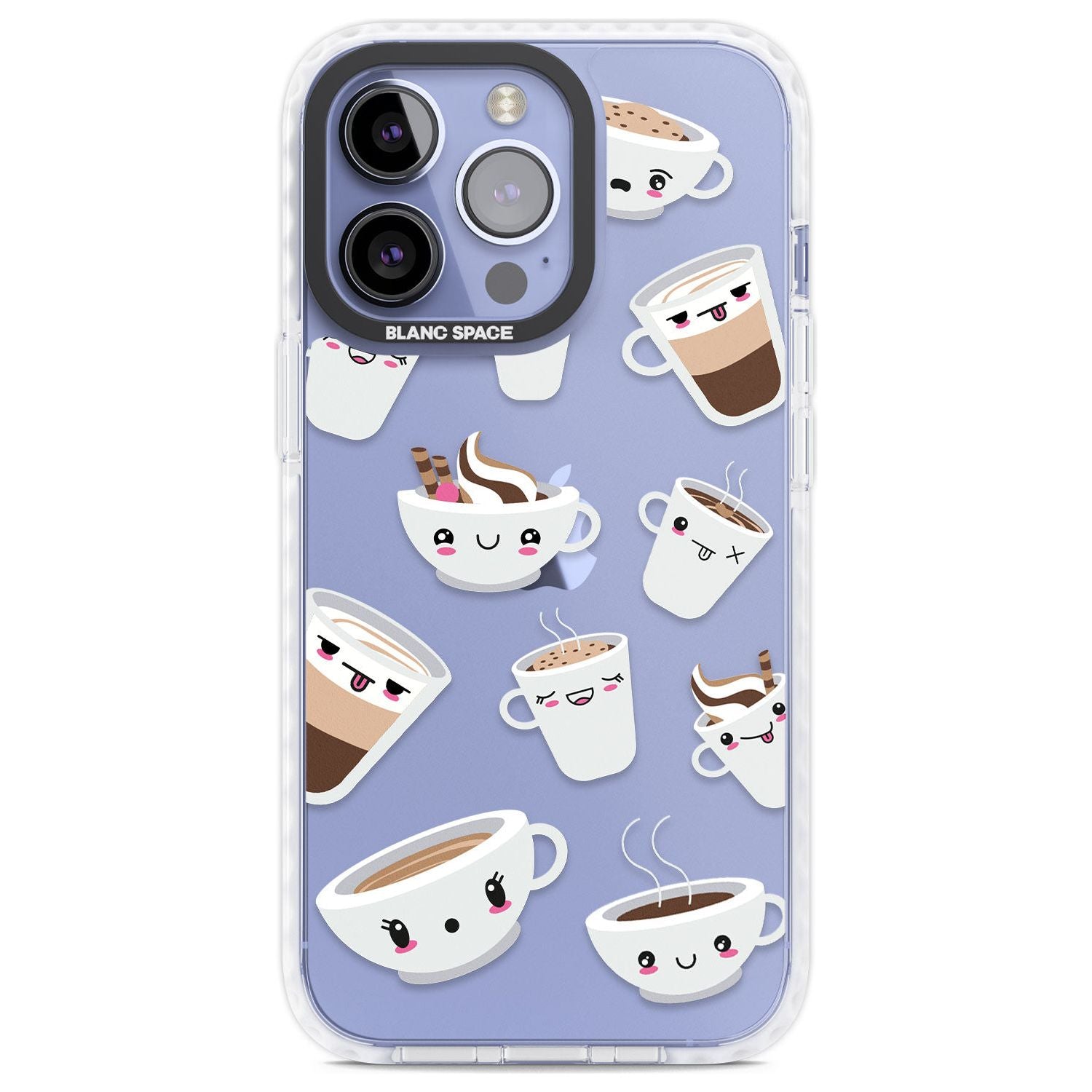 Coffee Faces Phone Case iPhone 13 Pro / Impact Case,iPhone 14 Pro / Impact Case,iPhone 15 Pro / Impact Case,iPhone 15 Pro Max / Impact Case Blanc Space