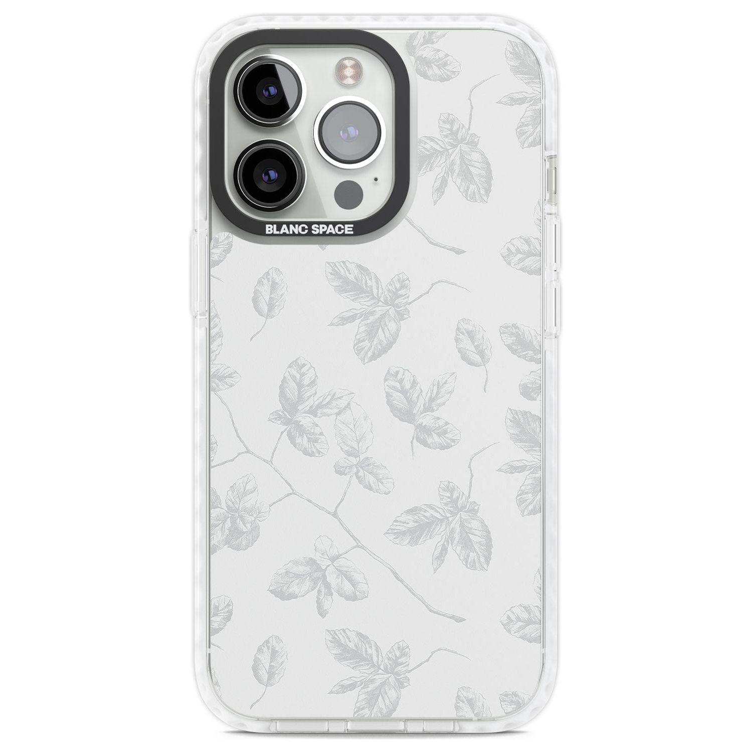 Grey Branches Vintage Botanical Phone Case iPhone 13 Pro / Impact Case,iPhone 14 Pro / Impact Case,iPhone 15 Pro Max / Impact Case,iPhone 15 Pro / Impact Case Blanc Space