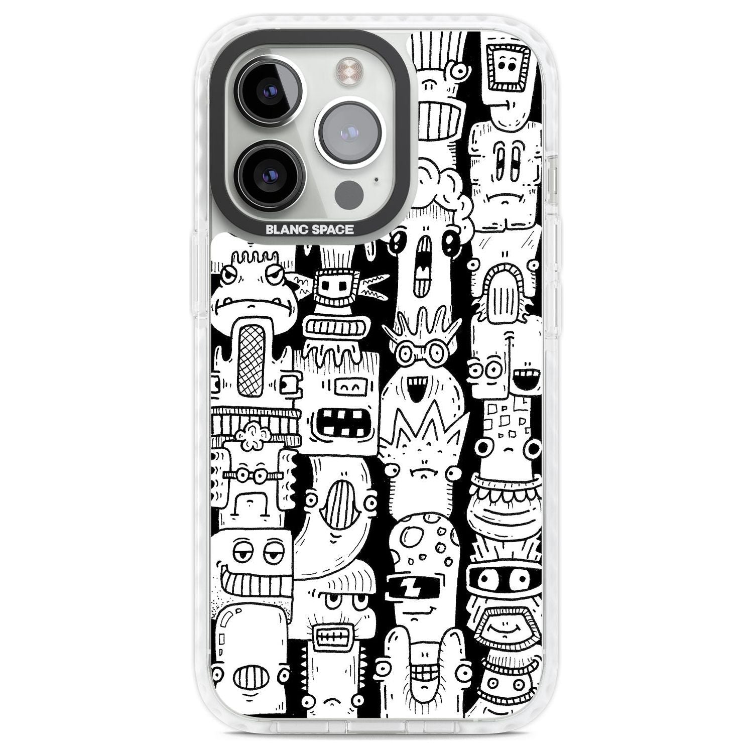 Monochrome Heads Phone Case iPhone 13 Pro / Impact Case,iPhone 14 Pro / Impact Case,iPhone 15 Pro Max / Impact Case,iPhone 15 Pro / Impact Case Blanc Space