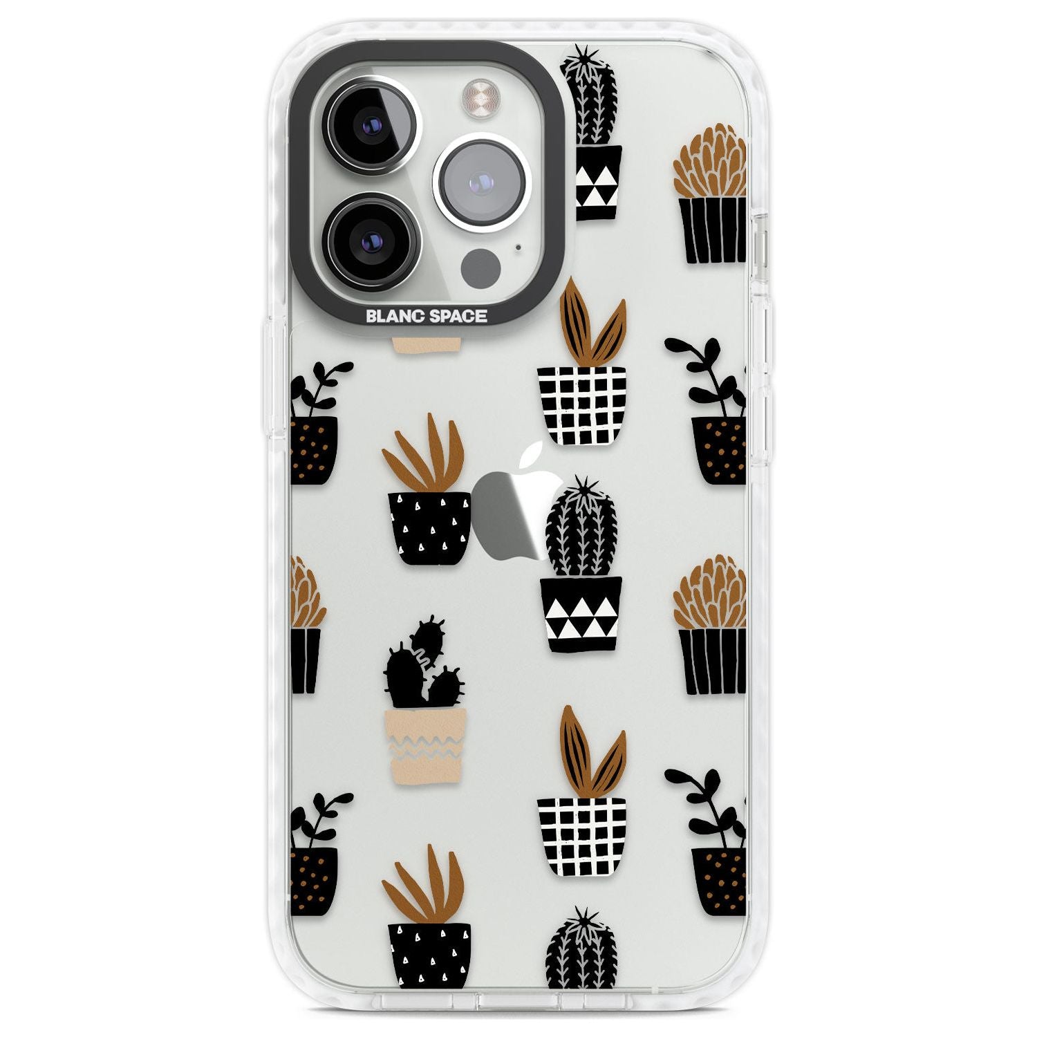 Large Mixed Plants Pattern - Clear Phone Case iPhone 13 Pro / Impact Case,iPhone 14 Pro / Impact Case,iPhone 15 Pro / Impact Case,iPhone 15 Pro Max / Impact Case Blanc Space