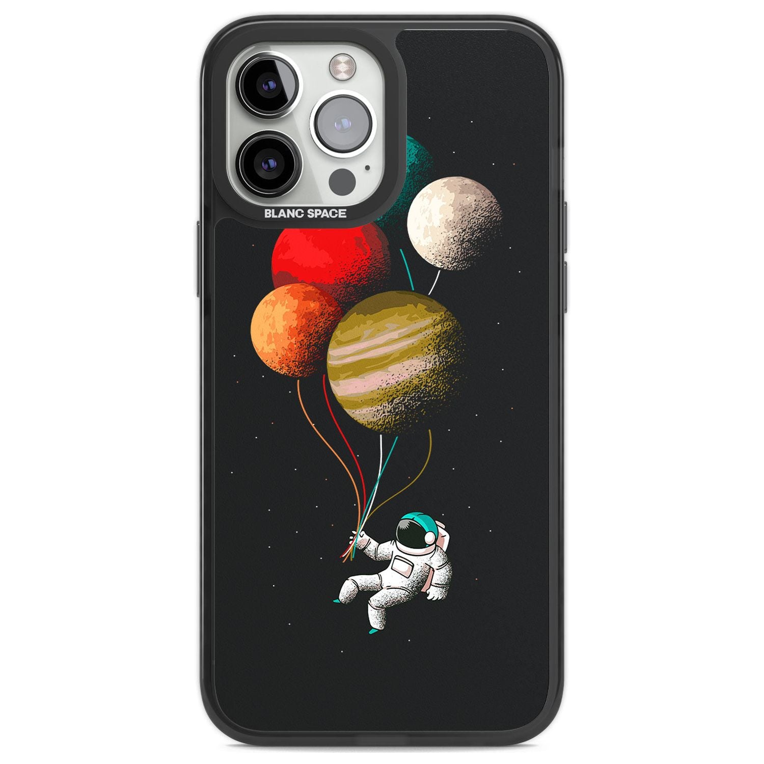Astronaut Balloon Planets Phone Case iPhone 14 Pro Max / Black Impact Case,iPhone 13 Pro Max / Black Impact Case Blanc Space