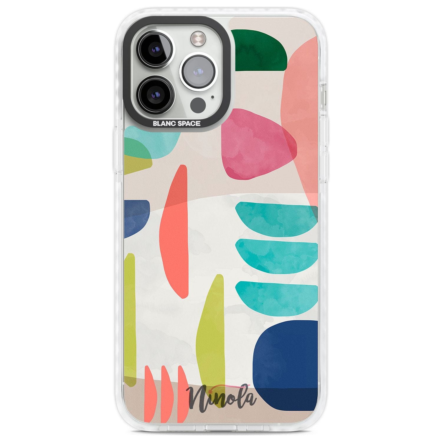 Organic Bold Shapes Phone Case iPhone 13 Pro Max / Impact Case,iPhone 14 Pro Max / Impact Case Blanc Space