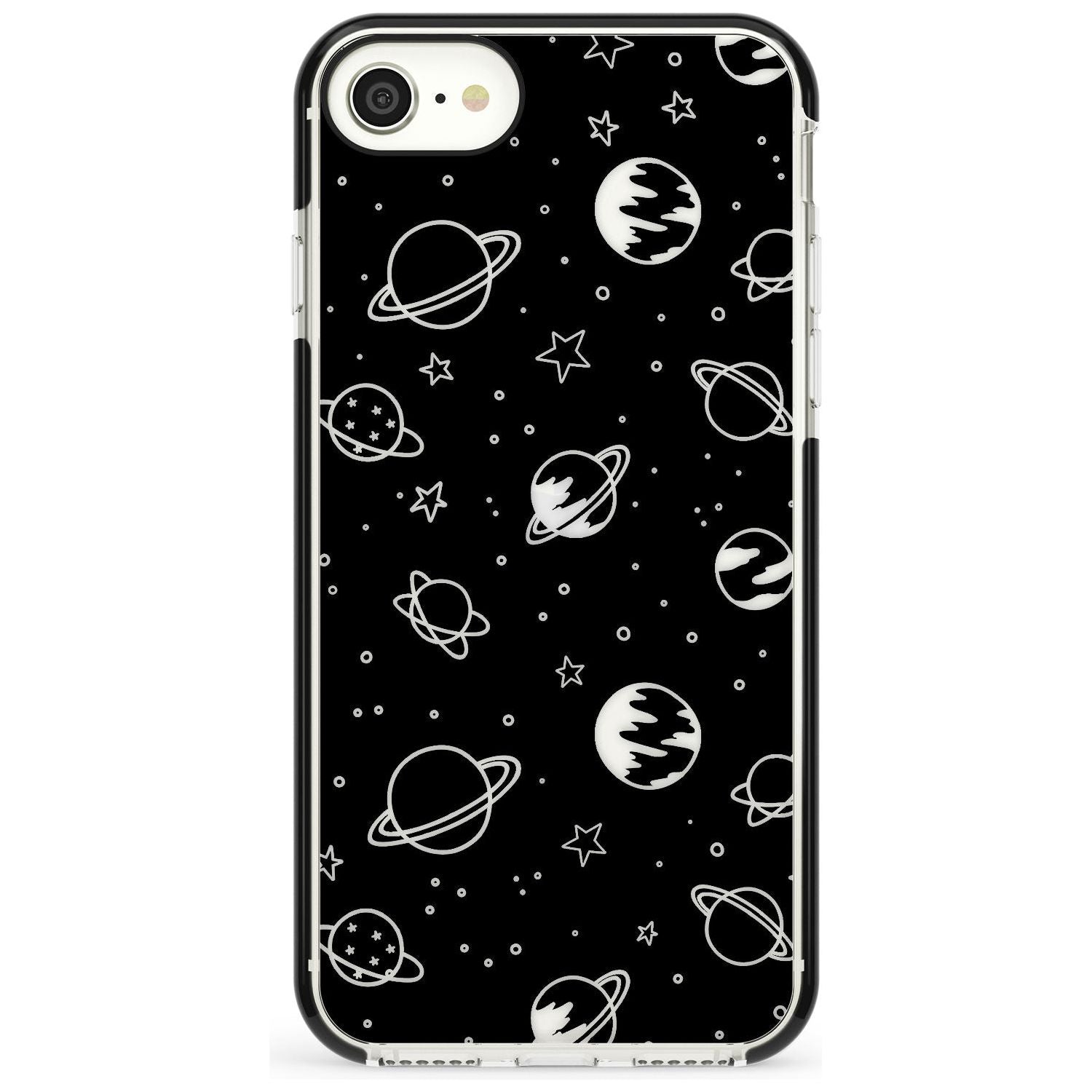 Outer Space Outlines: Clear on Black Pink Fade Impact Phone Case for iPhone SE 8 7 Plus