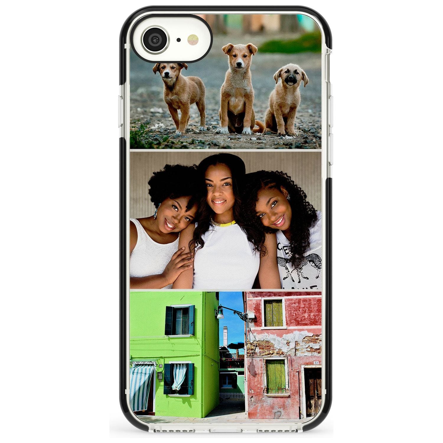 3 Photo Grid Pink Fade Impact Phone Case for iPhone SE 8 7 Plus