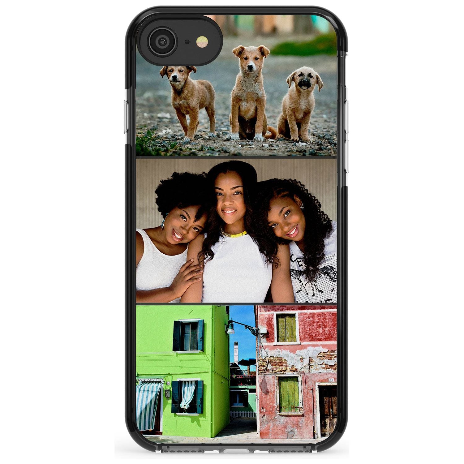 3 Photo Grid Pink Fade Impact Phone Case for iPhone SE 8 7 Plus