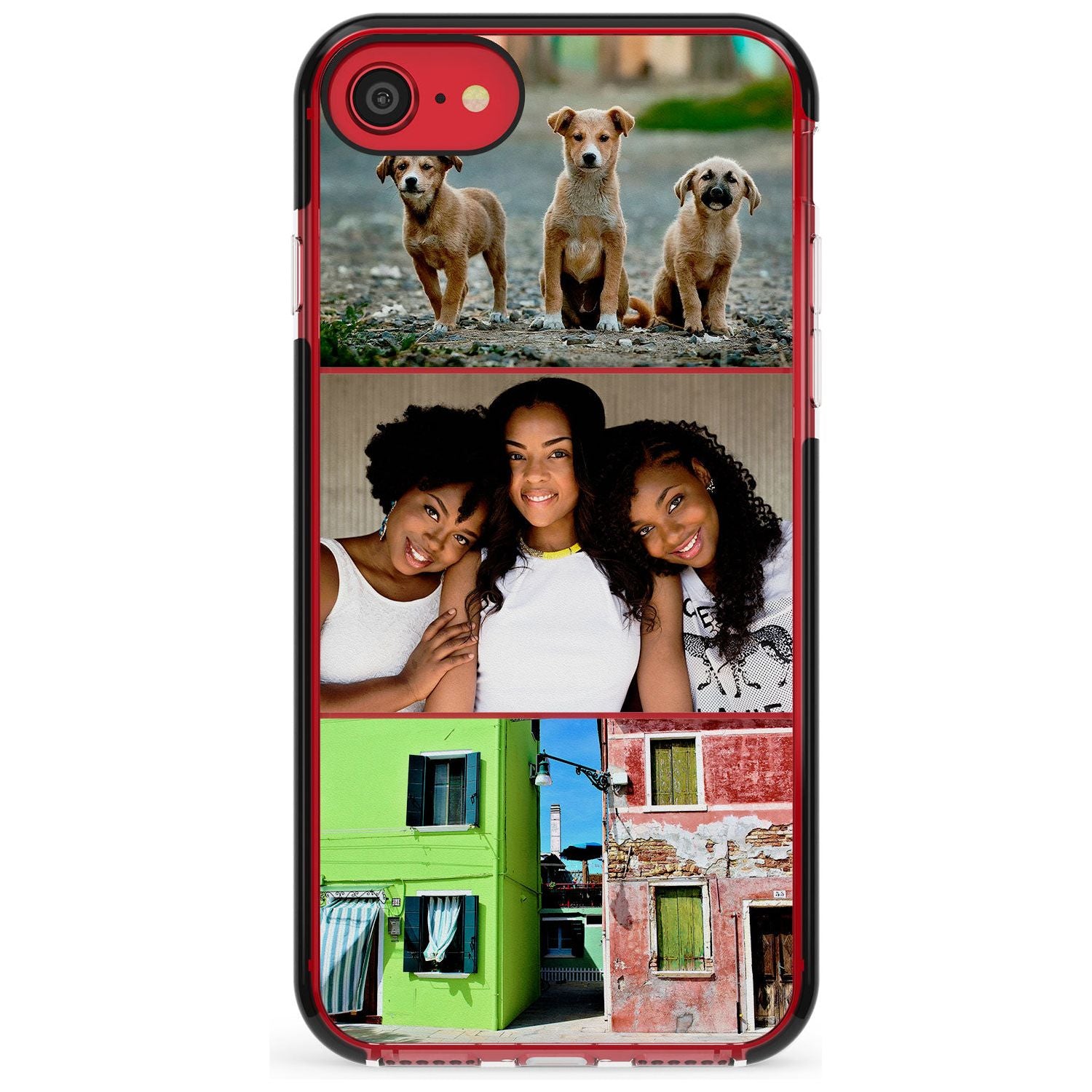 3 Photo Grid Pink Fade Impact Phone Case for iPhone SE 8 7 Plus