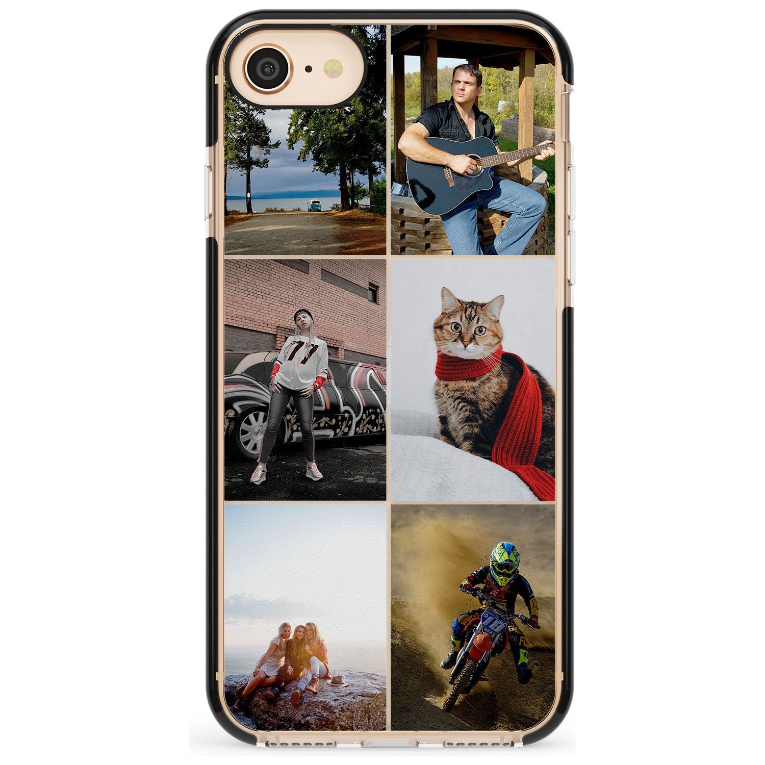 6 Photo Grid Pink Fade Impact Phone Case for iPhone SE 8 7 Plus