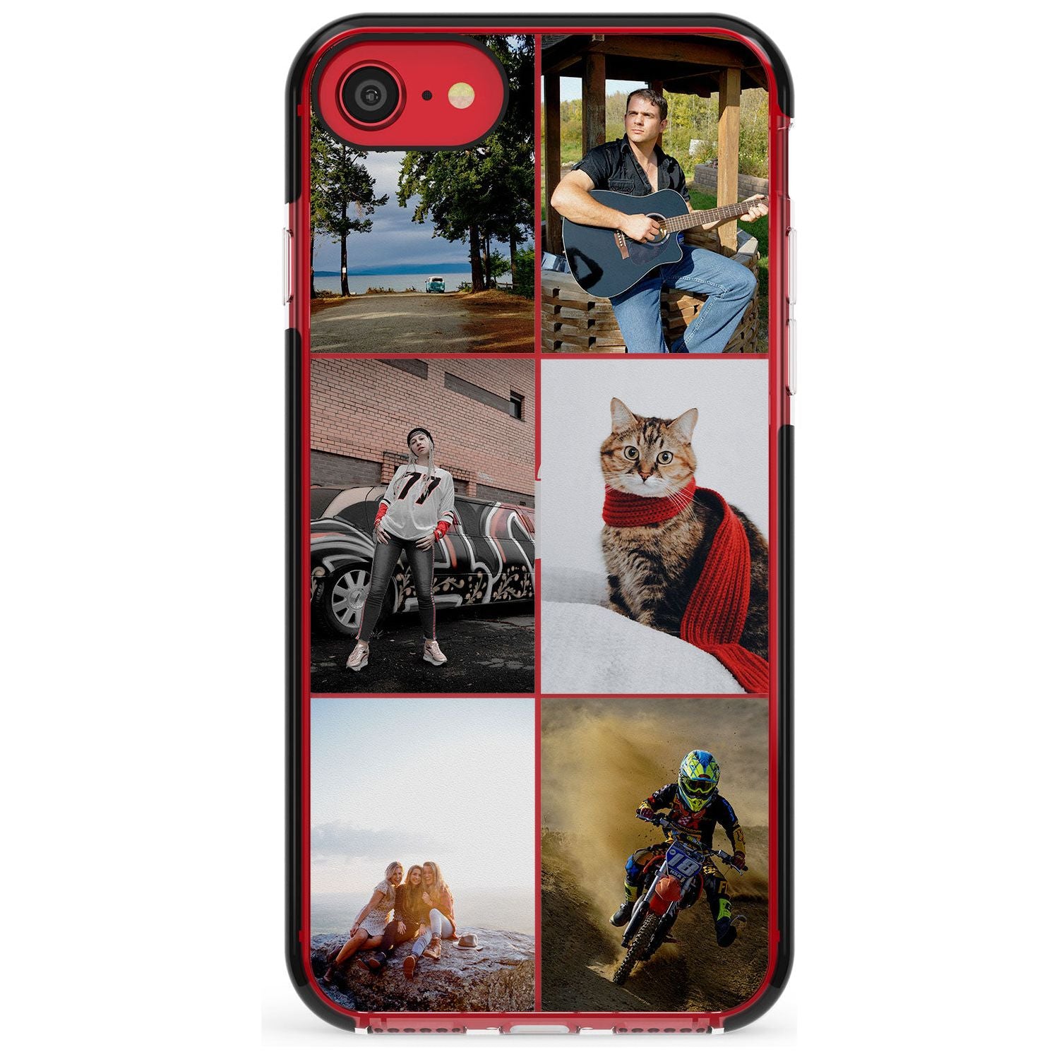 6 Photo Grid Pink Fade Impact Phone Case for iPhone SE 8 7 Plus