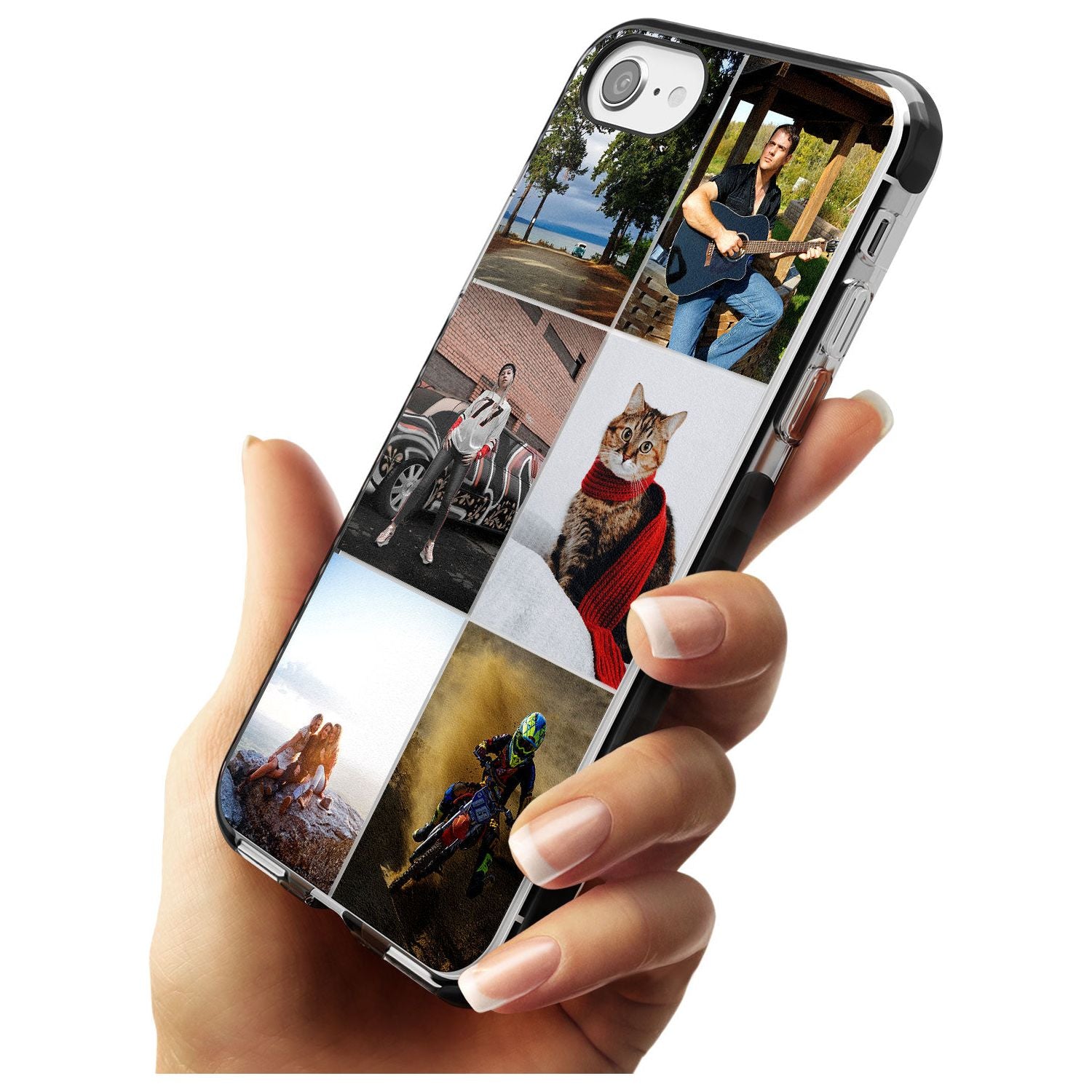 6 Photo Grid Pink Fade Impact Phone Case for iPhone SE 8 7 Plus