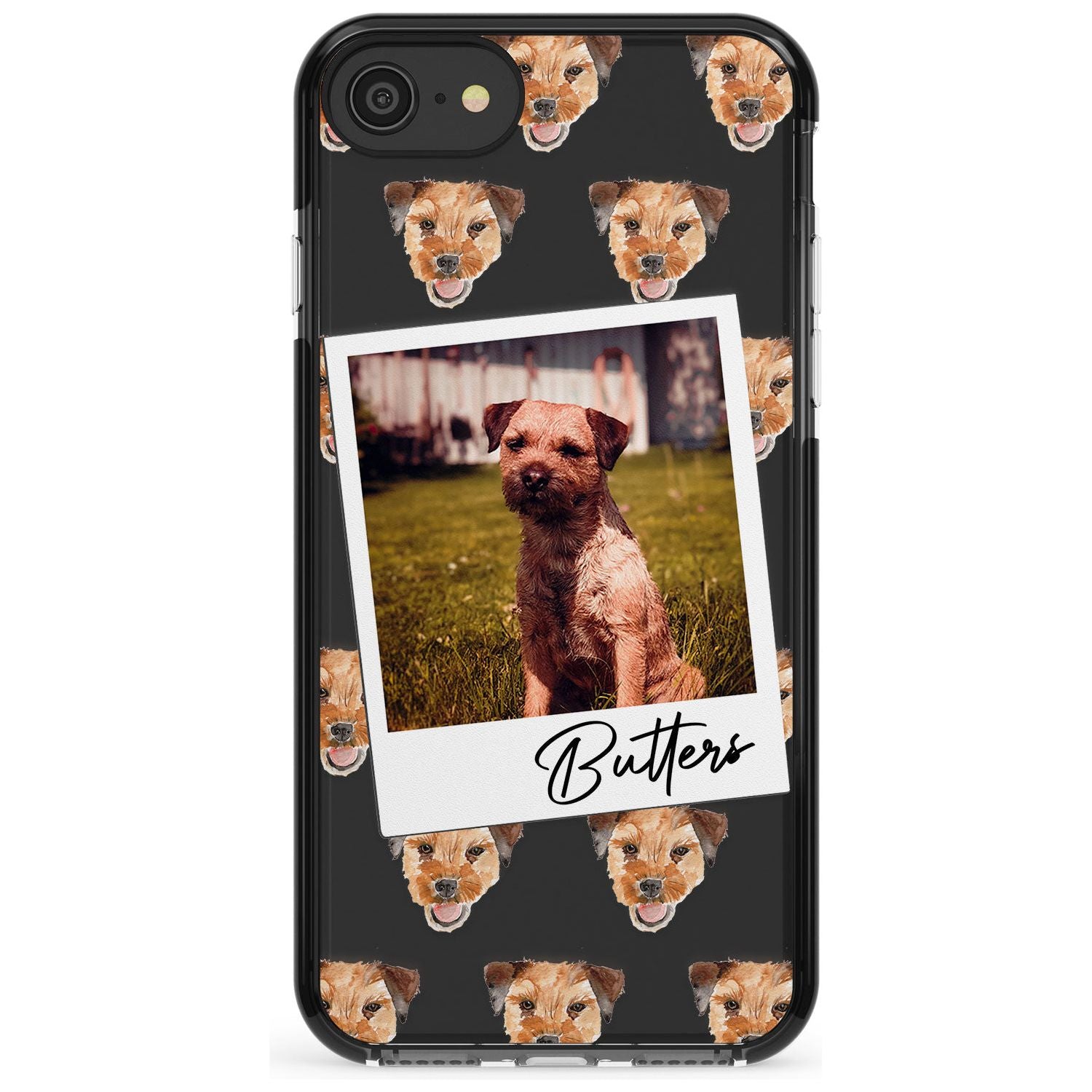 Border Terrier - Custom Dog Photo Pink Fade Impact Phone Case for iPhone SE 8 7 Plus