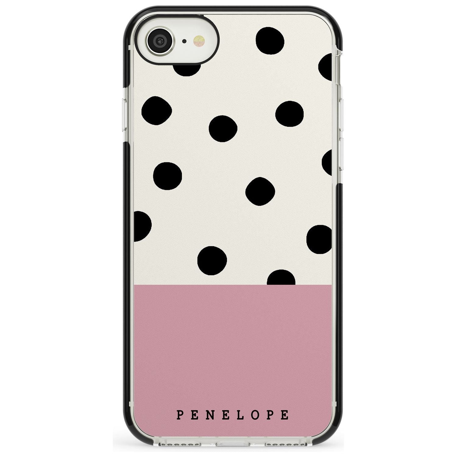 Pink Border Polka Dot iPhone Case Black Impact Custom Phone Case - Case Warehouse