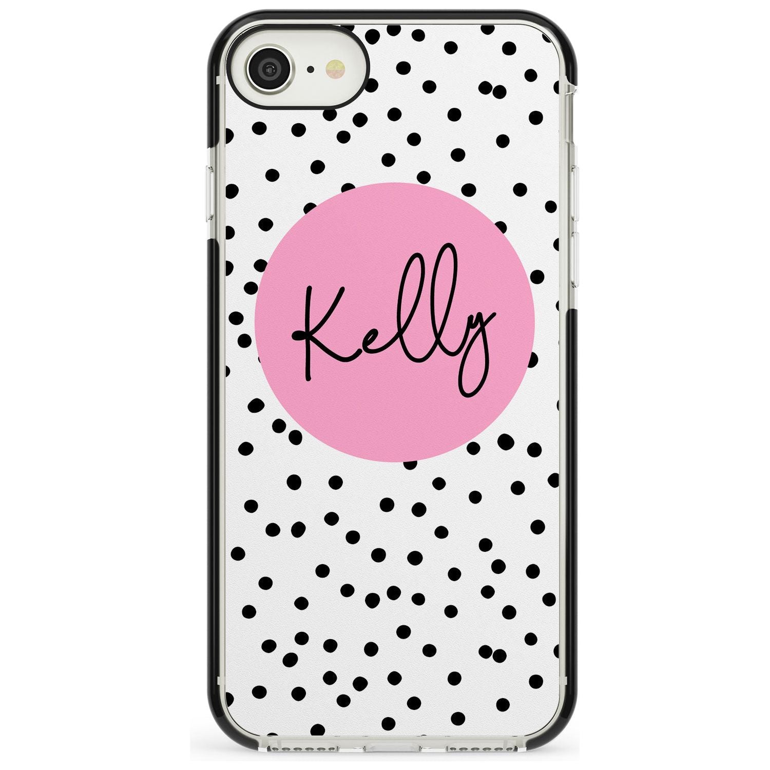 Pink Circle & Dots iPhone Case Black Impact Custom Phone Case - Case Warehouse