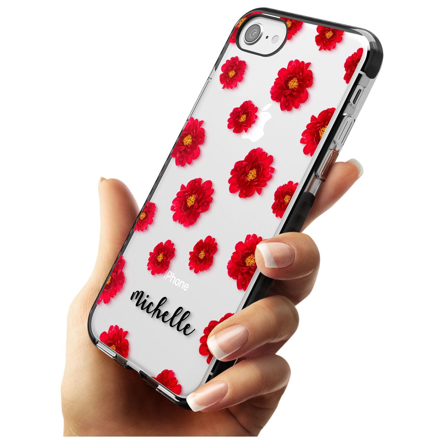 Red Peonies & Cursive iPhone Case Custom Phone Case - Case Warehouse
