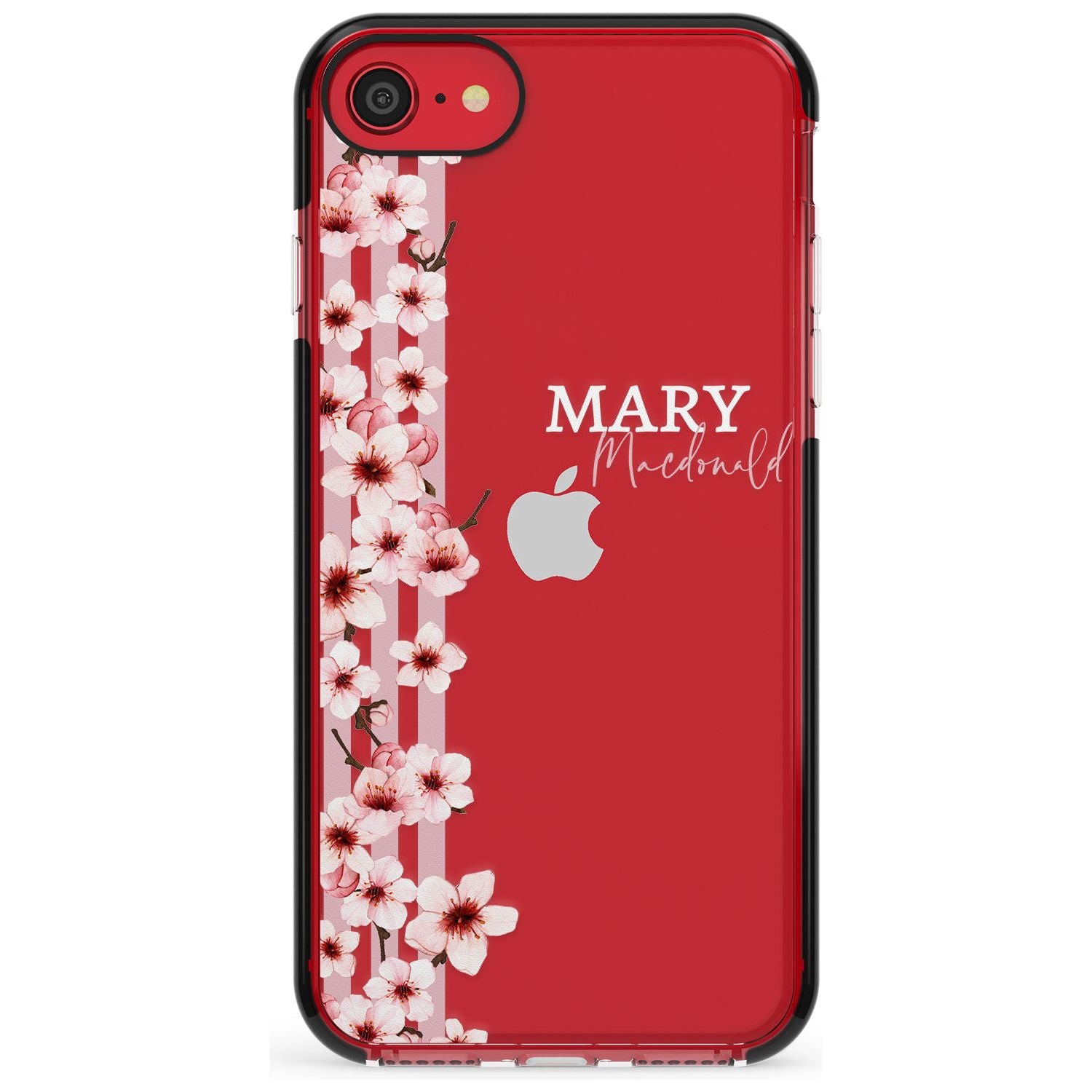 Cherry Blossoms & Stripes Transparent Pink Fade Impact Phone Case for iPhone SE 8 7 Plus