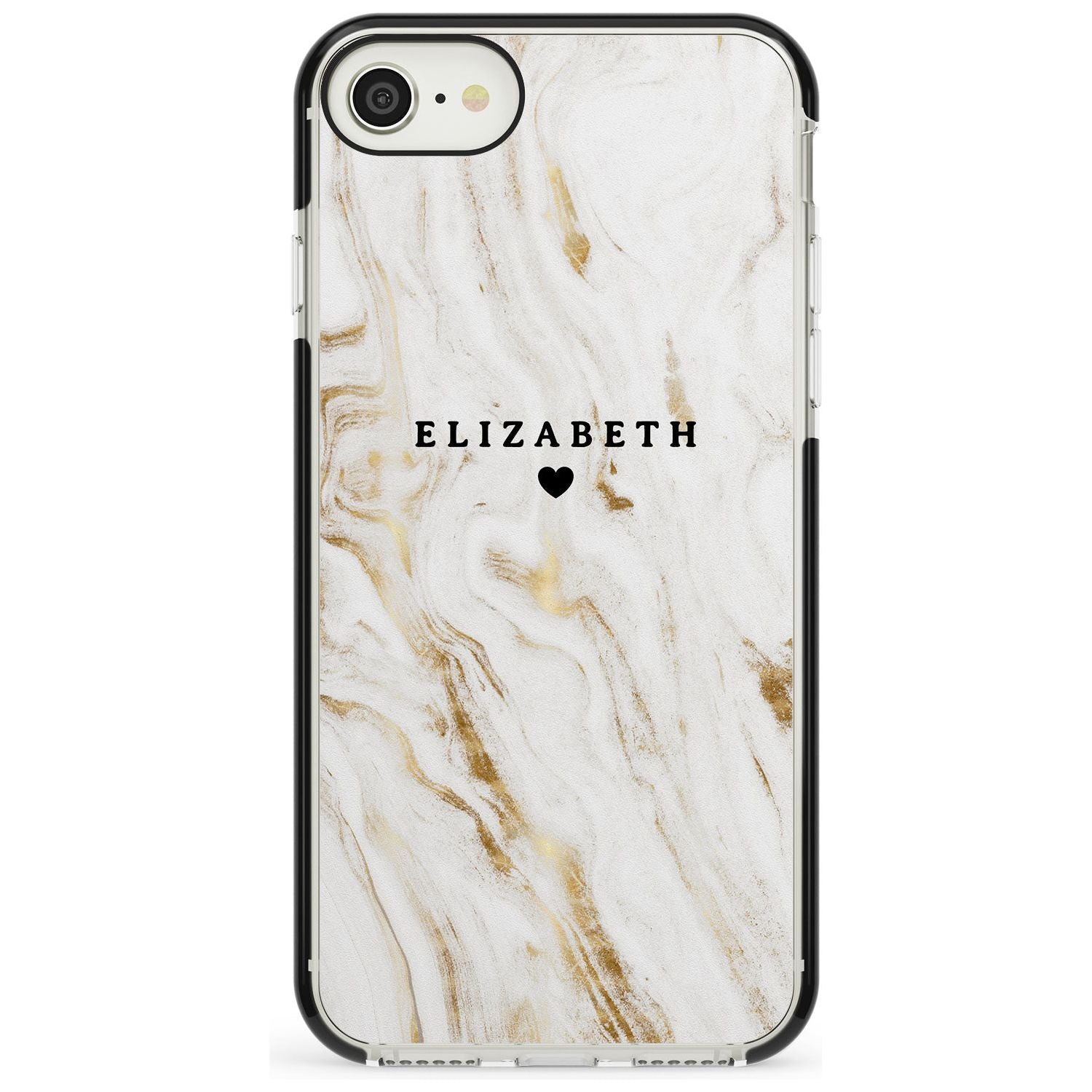 White & Gold Swirl Marble iPhone Case Black Impact Custom Phone Case - Case Warehouse
